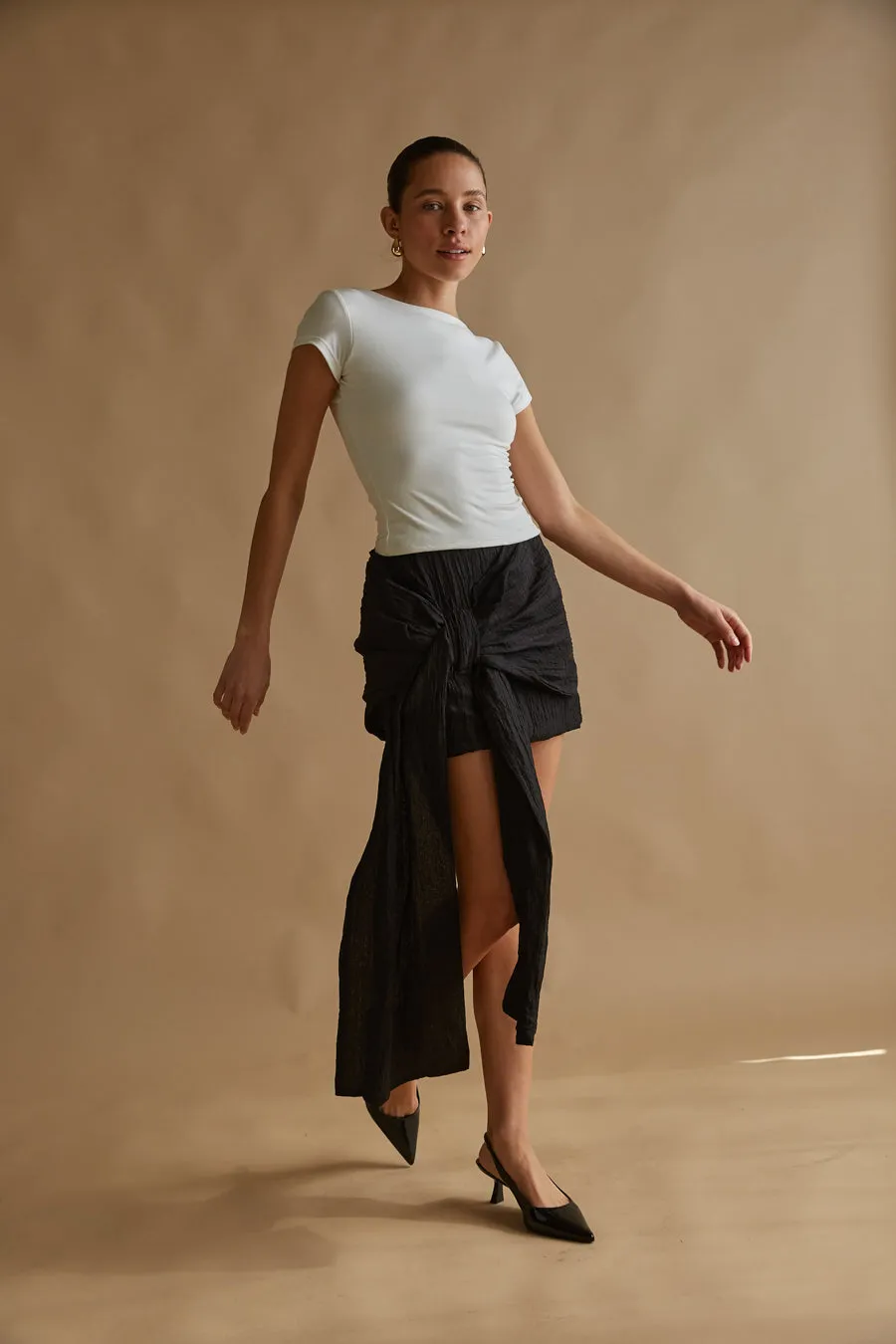 Georgina Bow Drape Mini Skirt sunday ease