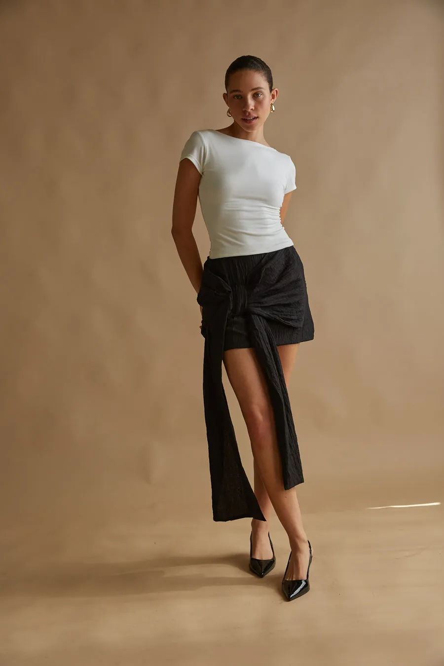 Georgina Bow Drape Mini Skirt sunday ease