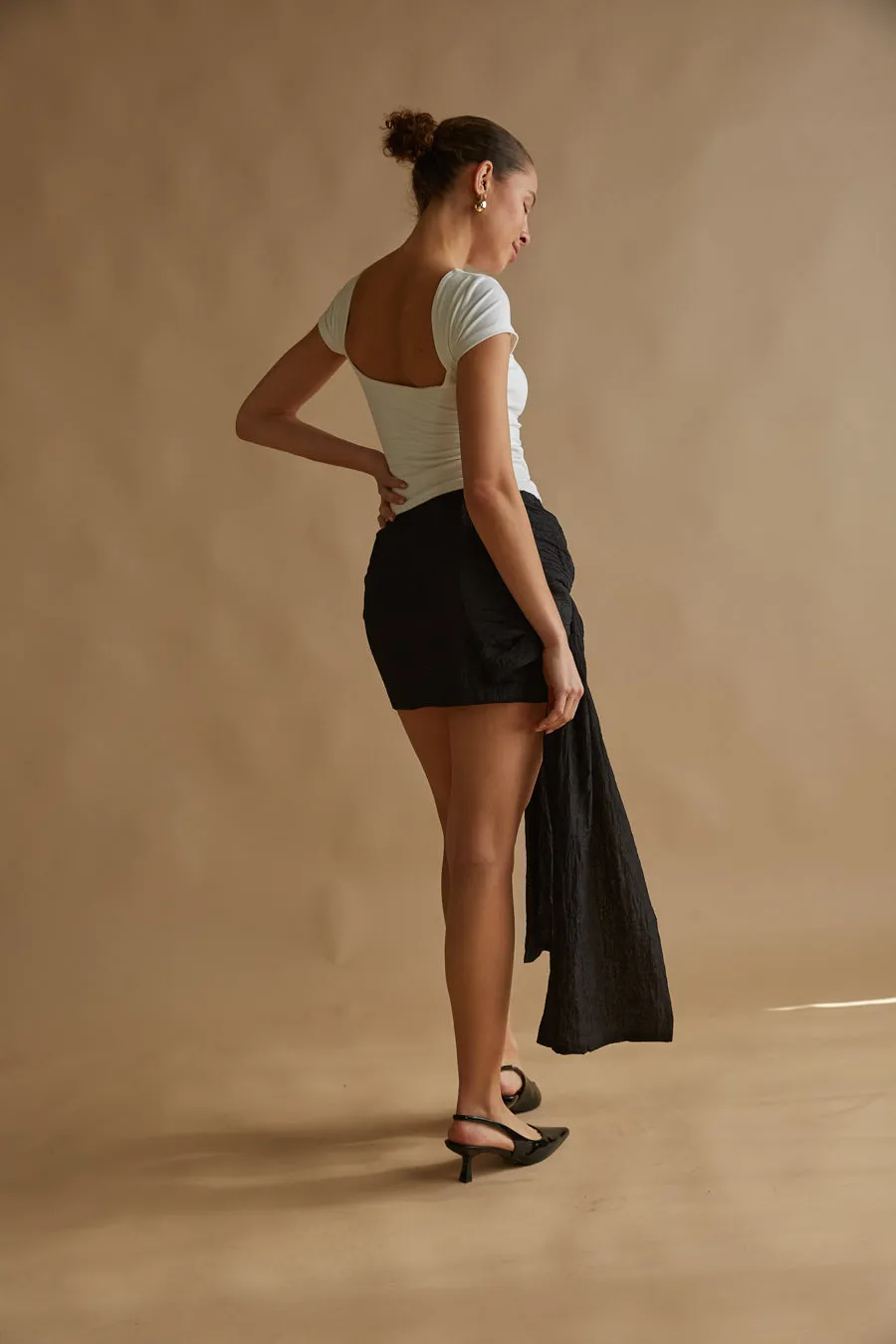 Georgina Bow Drape Mini Skirt sunday ease