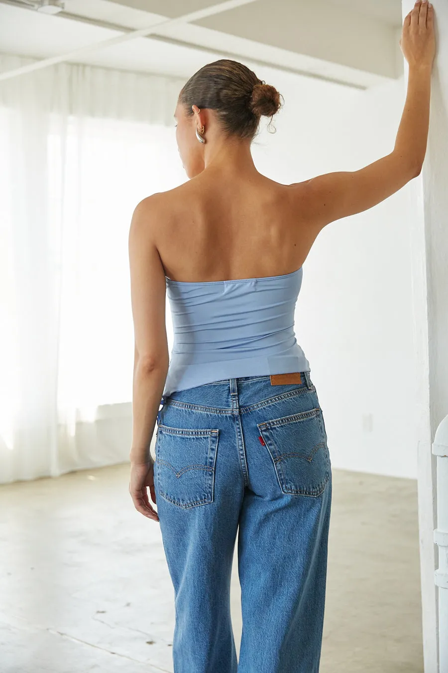 Gia Asymmetrical Cinch Tube Top feel cute