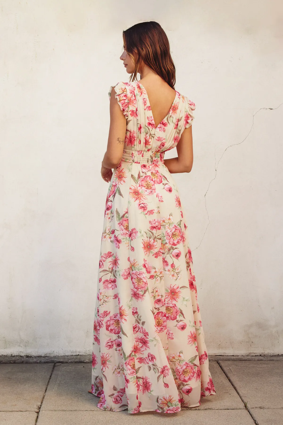 Ginny Floral Chiffon Maxi Dress lace dream