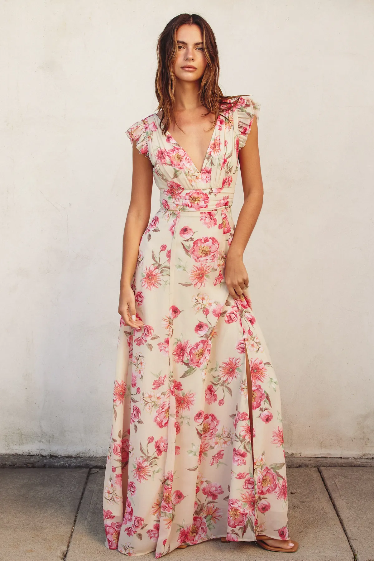 Ginny Floral Chiffon Maxi Dress lace dream