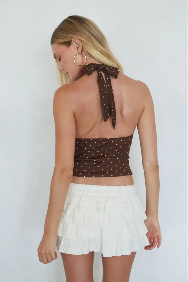 Gracie Polka Dot Halter Top blush dust