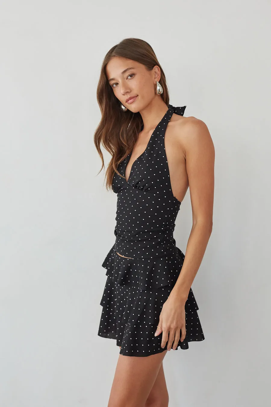 Gracie Polka Dot Halter Top blush dust