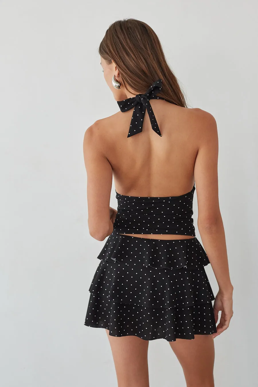 Gracie Polka Dot Halter Top blush dust