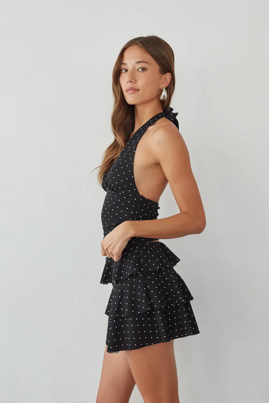 Gracie Polka Dot Halter Top blush dust