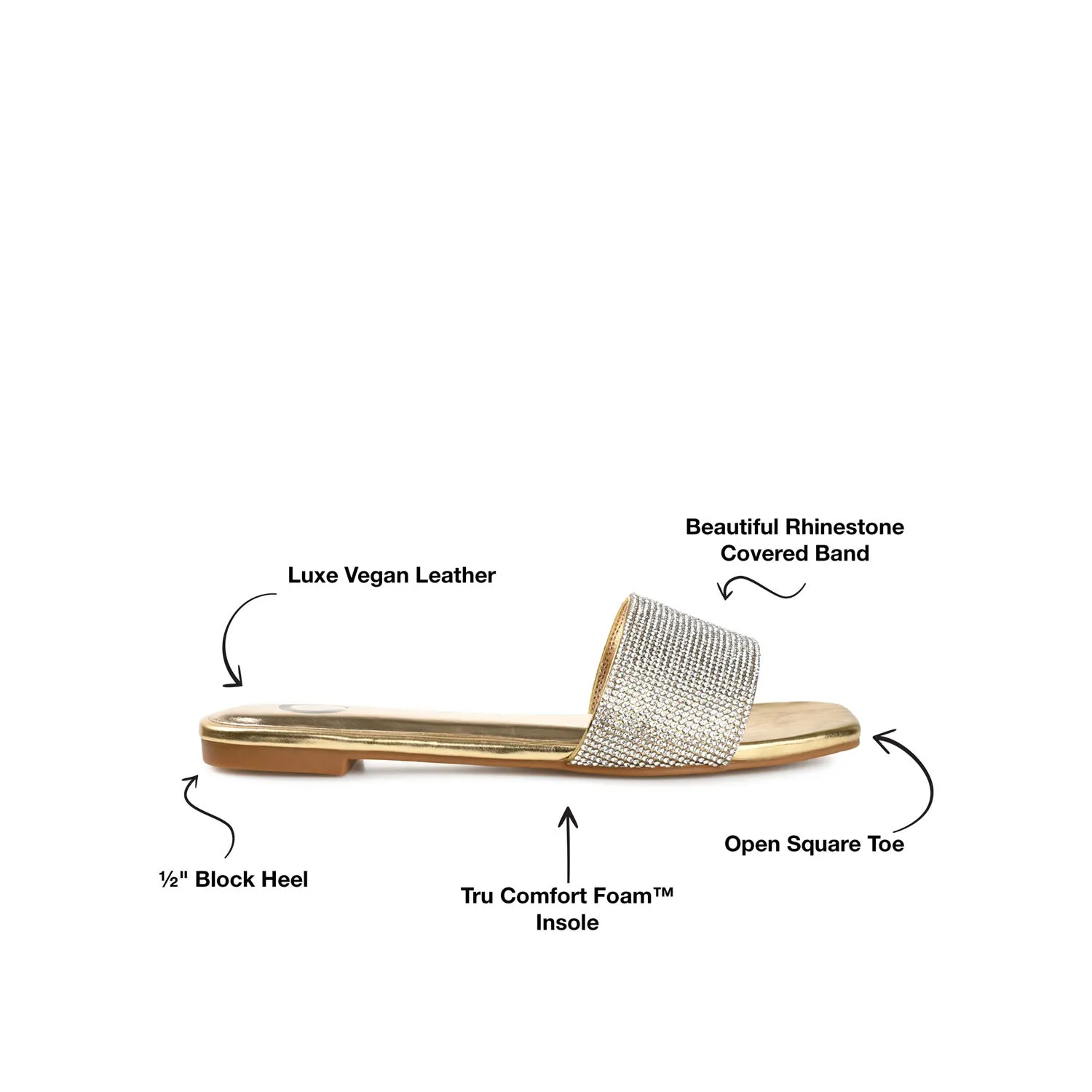 GRAYCE SLIDE SANDALS IN GLITTER MATERIAL wide foot