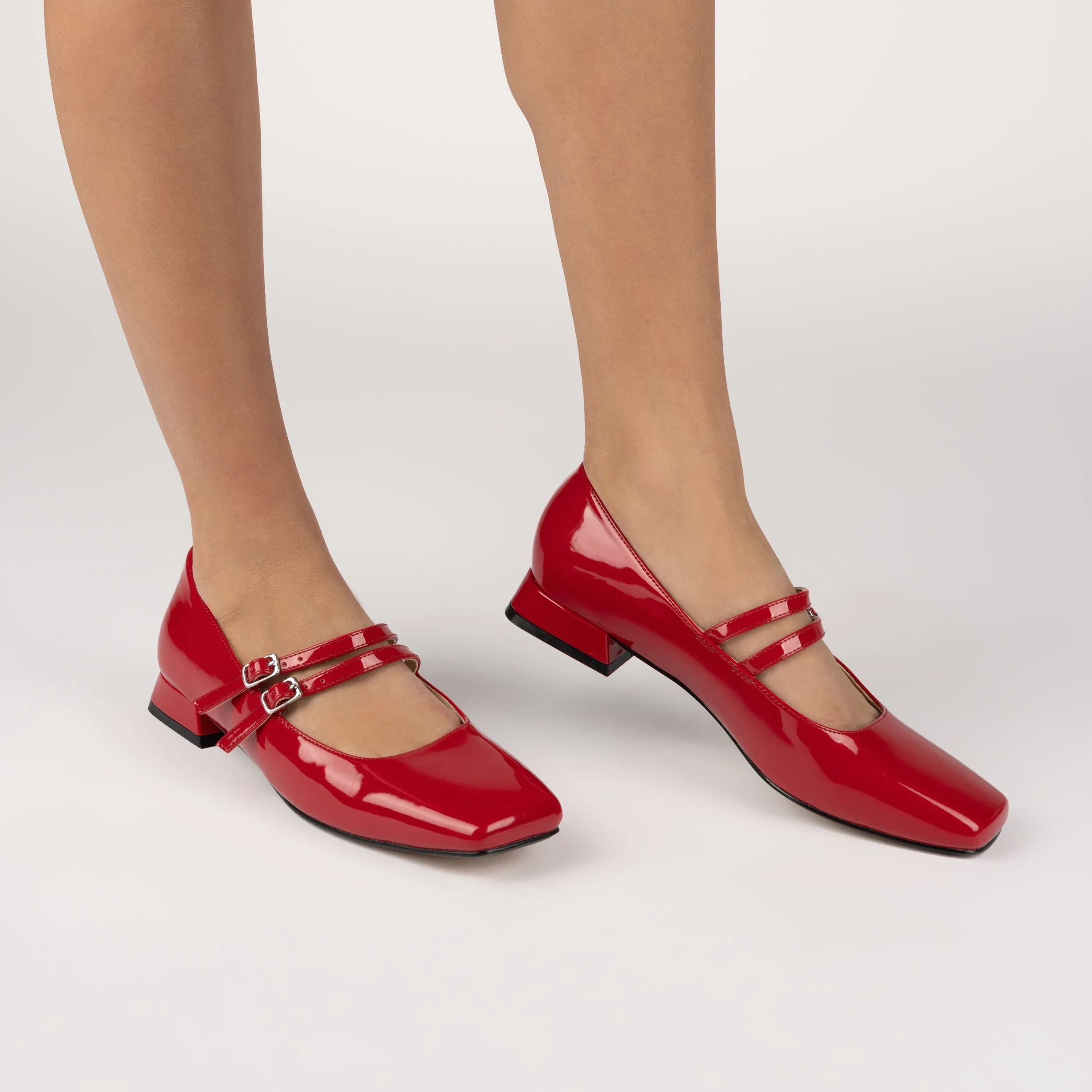 GREDAH MARY JANE FLATS IN FAUX LEATHER soft sole