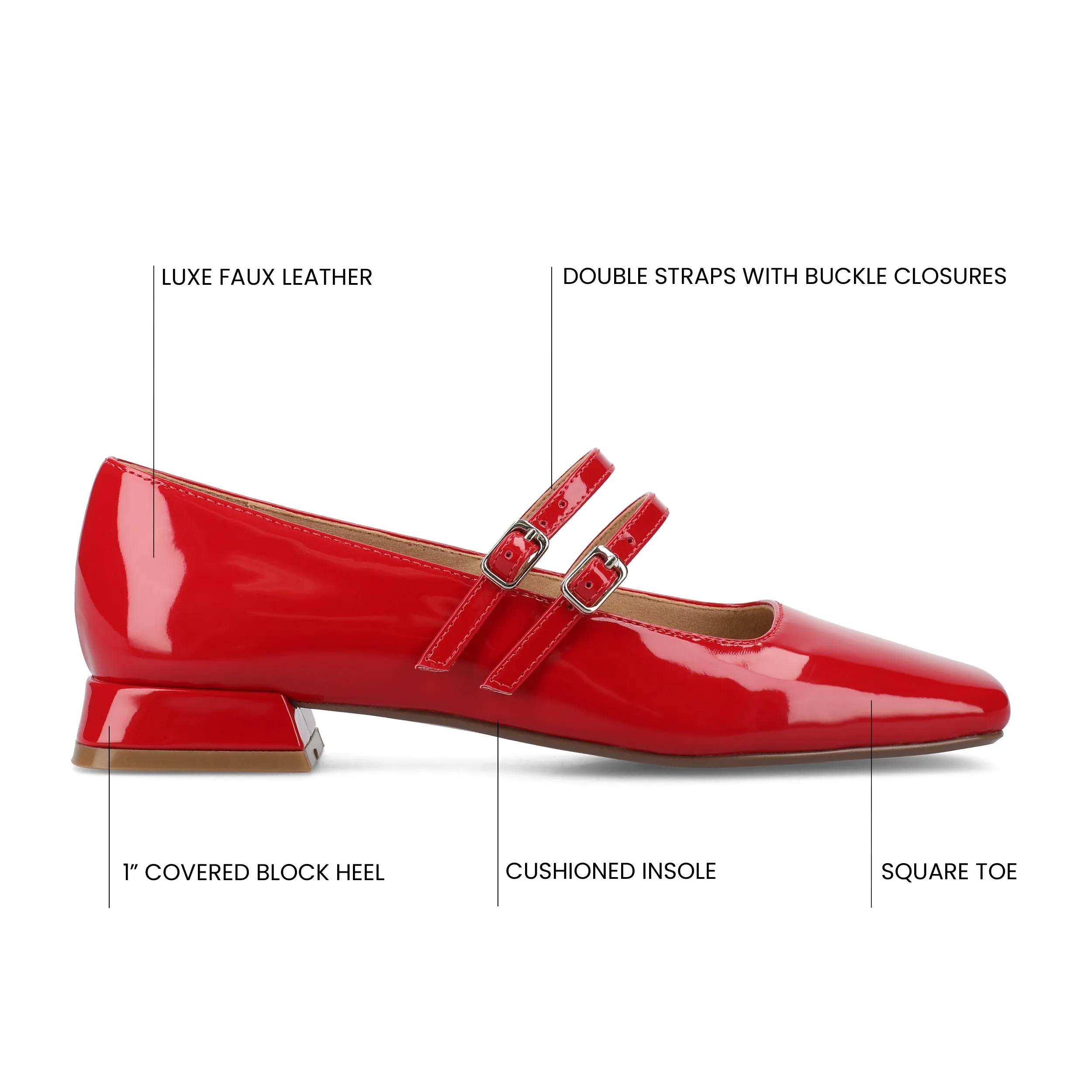 GREDAH MARY JANE FLATS IN FAUX LEATHER soft sole