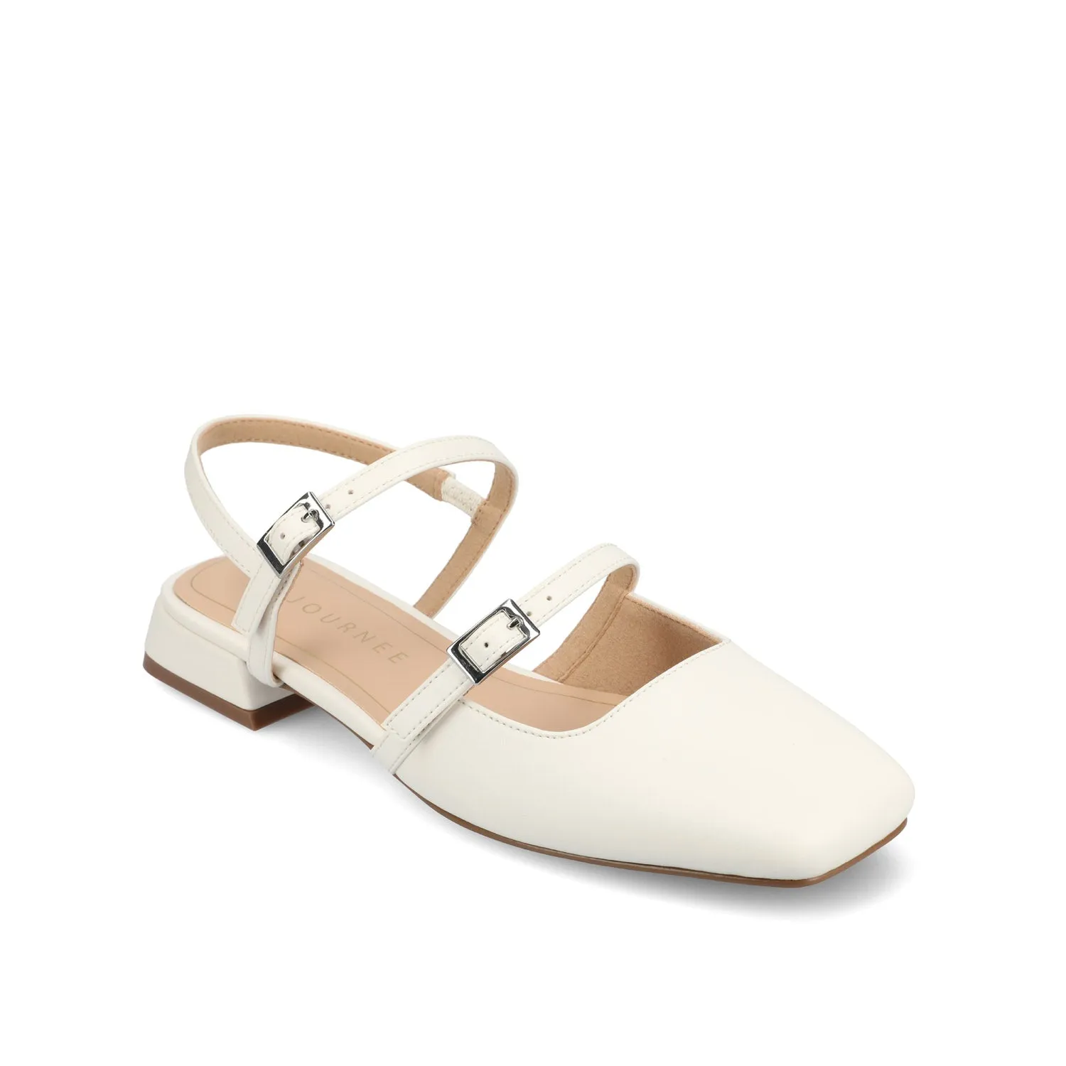 GRETCHENN HEELED FLATS IN FAUX LEATHER blush pink
