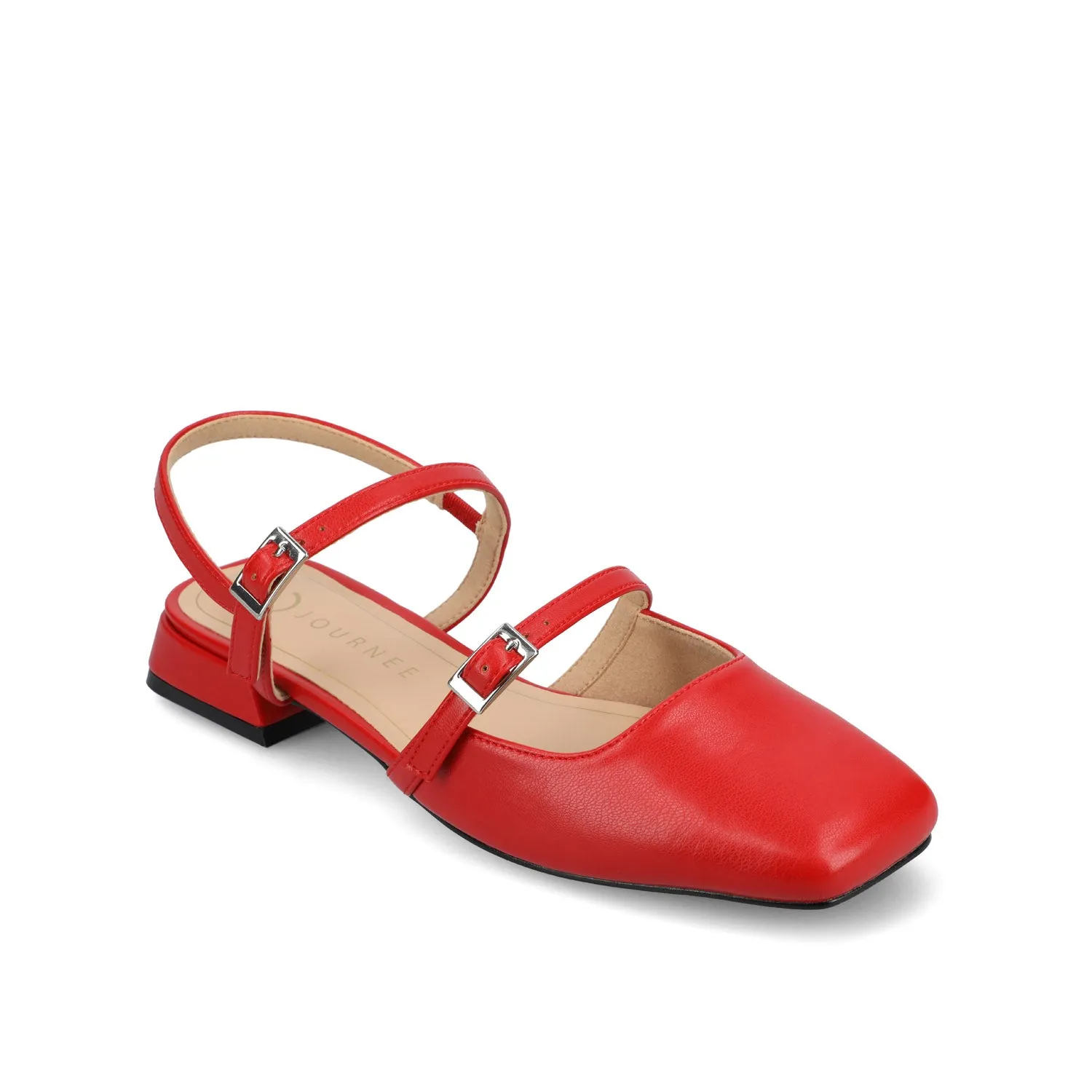 GRETCHENN HEELED FLATS IN FAUX LEATHER blush pink