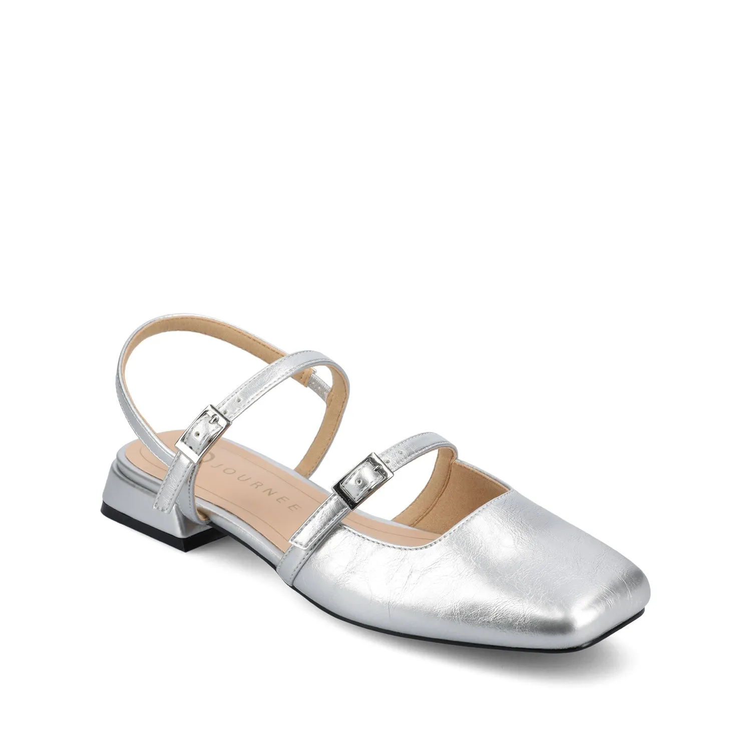 GRETCHENN HEELED FLATS IN FAUX LEATHER blush pink