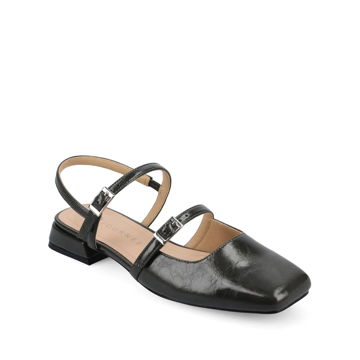 GRETCHENN HEELED FLATS IN FAUX LEATHER blush pink
