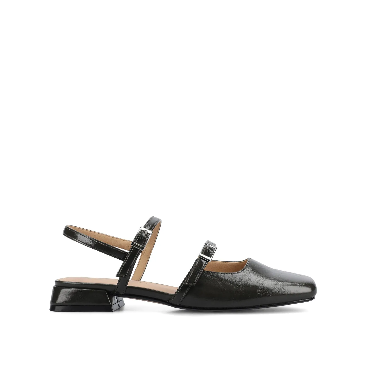 GRETCHENN HEELED FLATS IN FAUX LEATHER blush pink