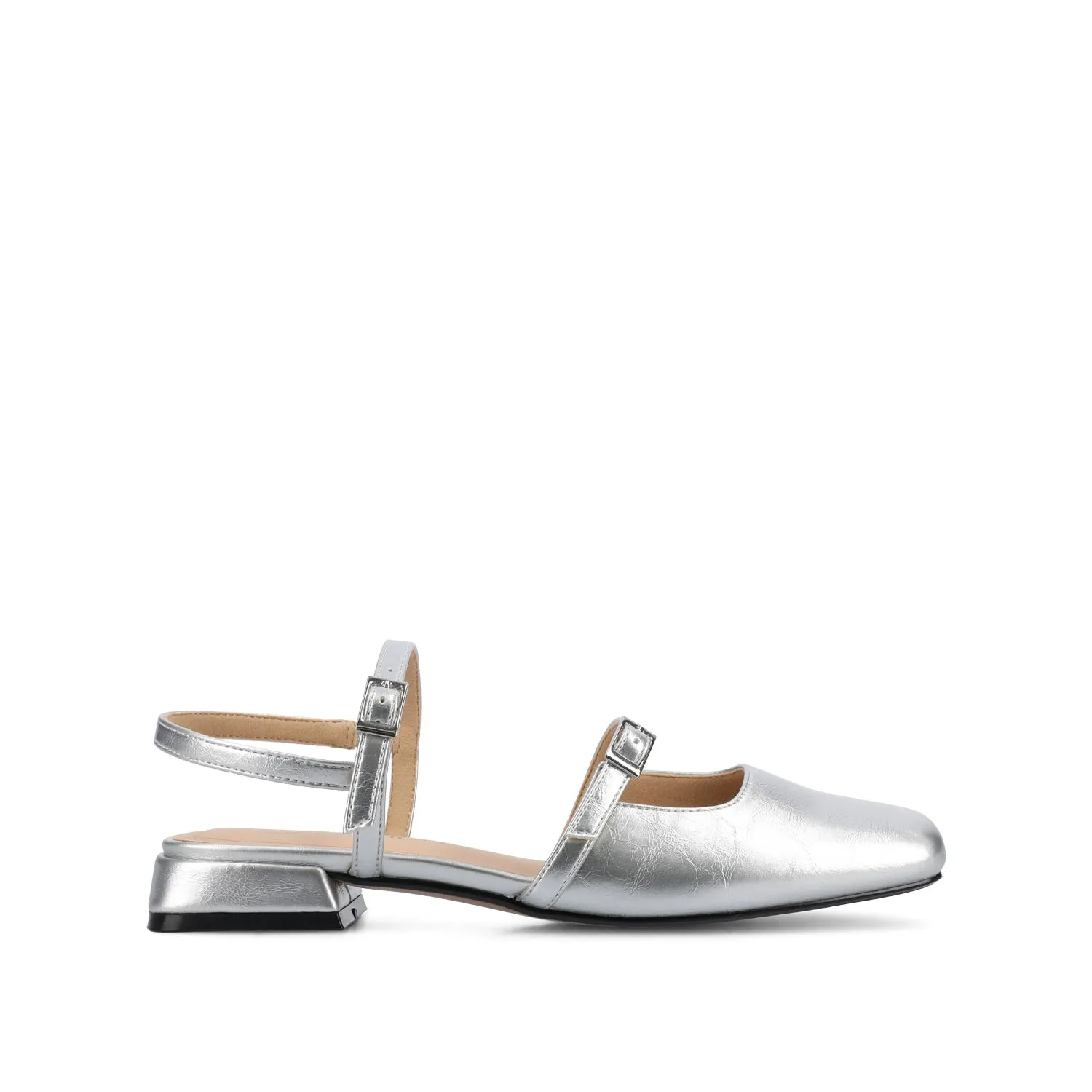 GRETCHENN HEELED FLATS IN FAUX LEATHER blush pink