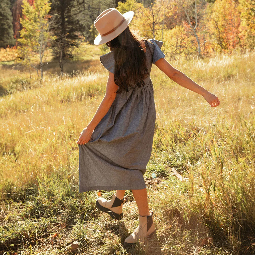 Hailey Maxi Dress, Black Chambray sheer veil