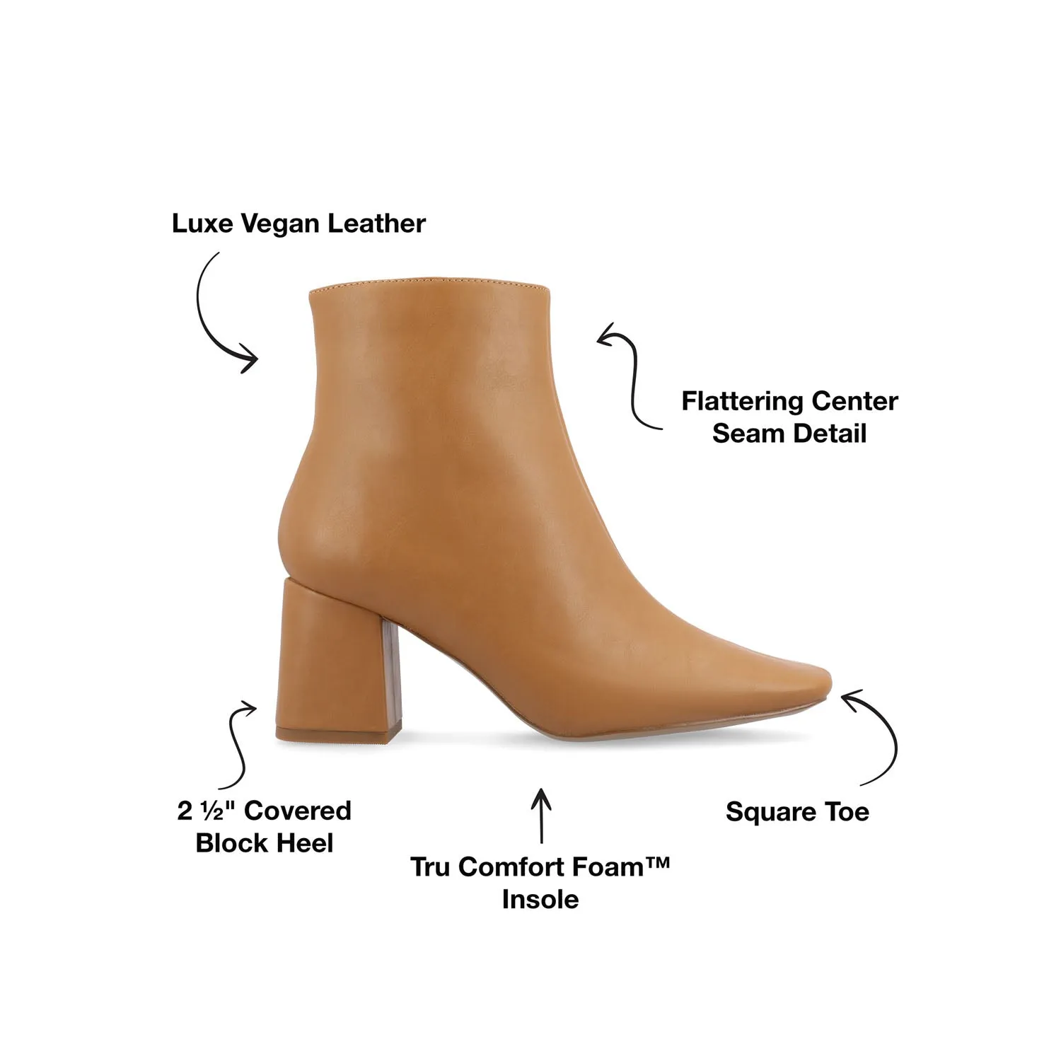 HAYLINN SQUARE TOE BOOTIES IN FAUX LEATHER cabin cozy