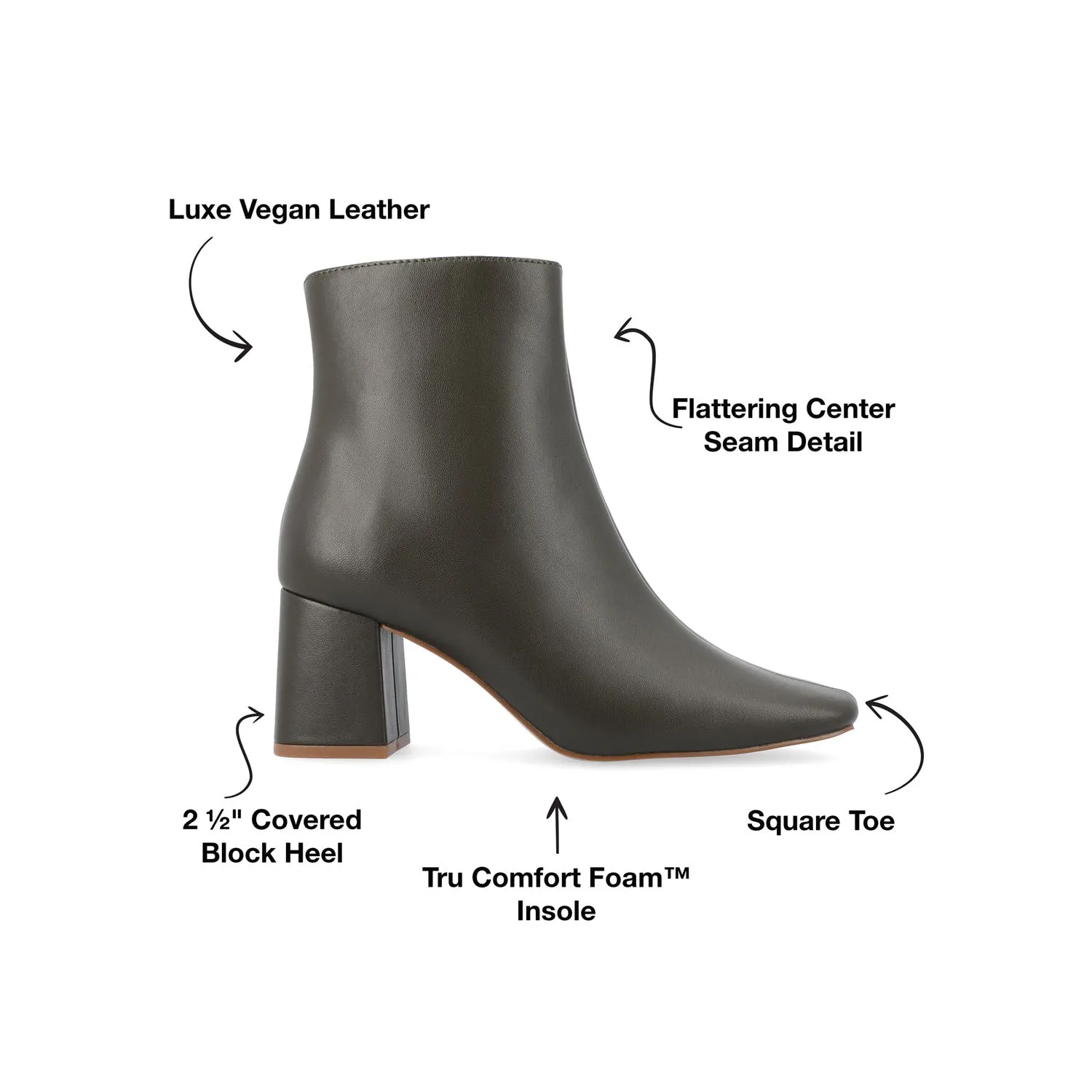 HAYLINN SQUARE TOE BOOTIES IN FAUX LEATHER cabin cozy