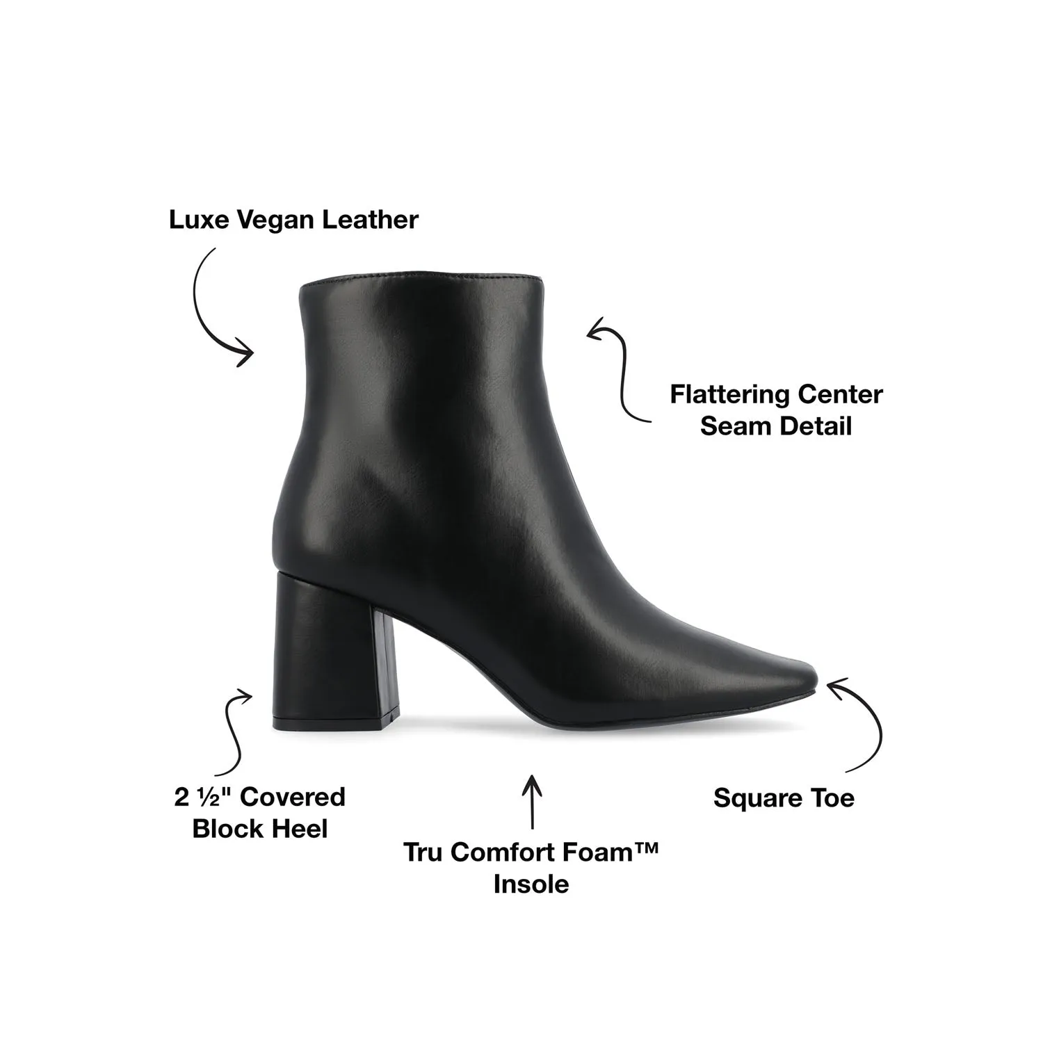 HAYLINN SQUARE TOE BOOTIES IN FAUX LEATHER cabin cozy