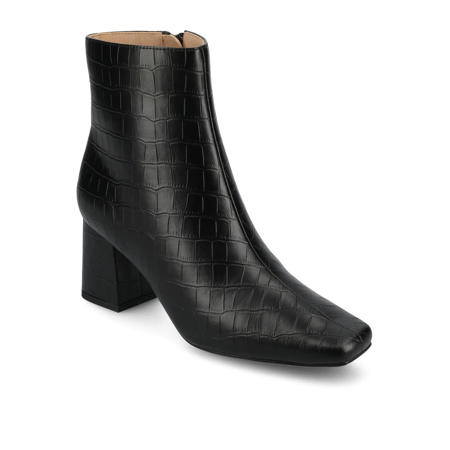 HAYLINN SQUARE TOE BOOTIES IN FAUX LEATHER cabin cozy