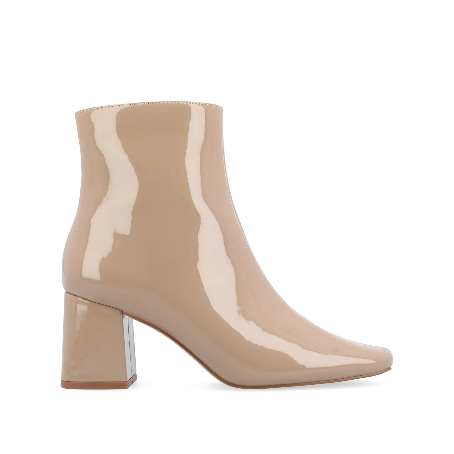 HAYLINN SQUARE TOE BOOTIES IN PATENT cabin cozy