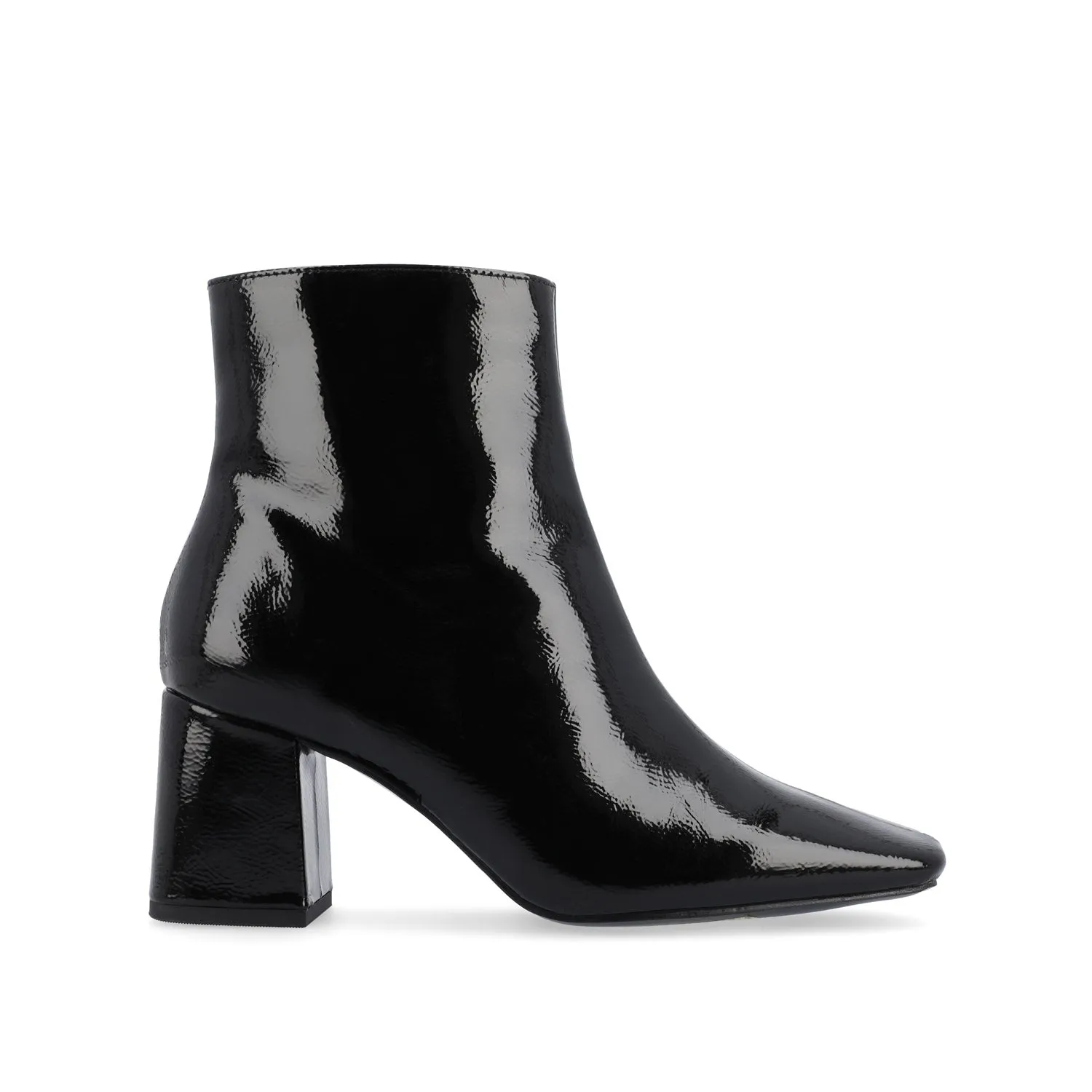 HAYLINN SQUARE TOE BOOTIES IN PATENT cabin cozy