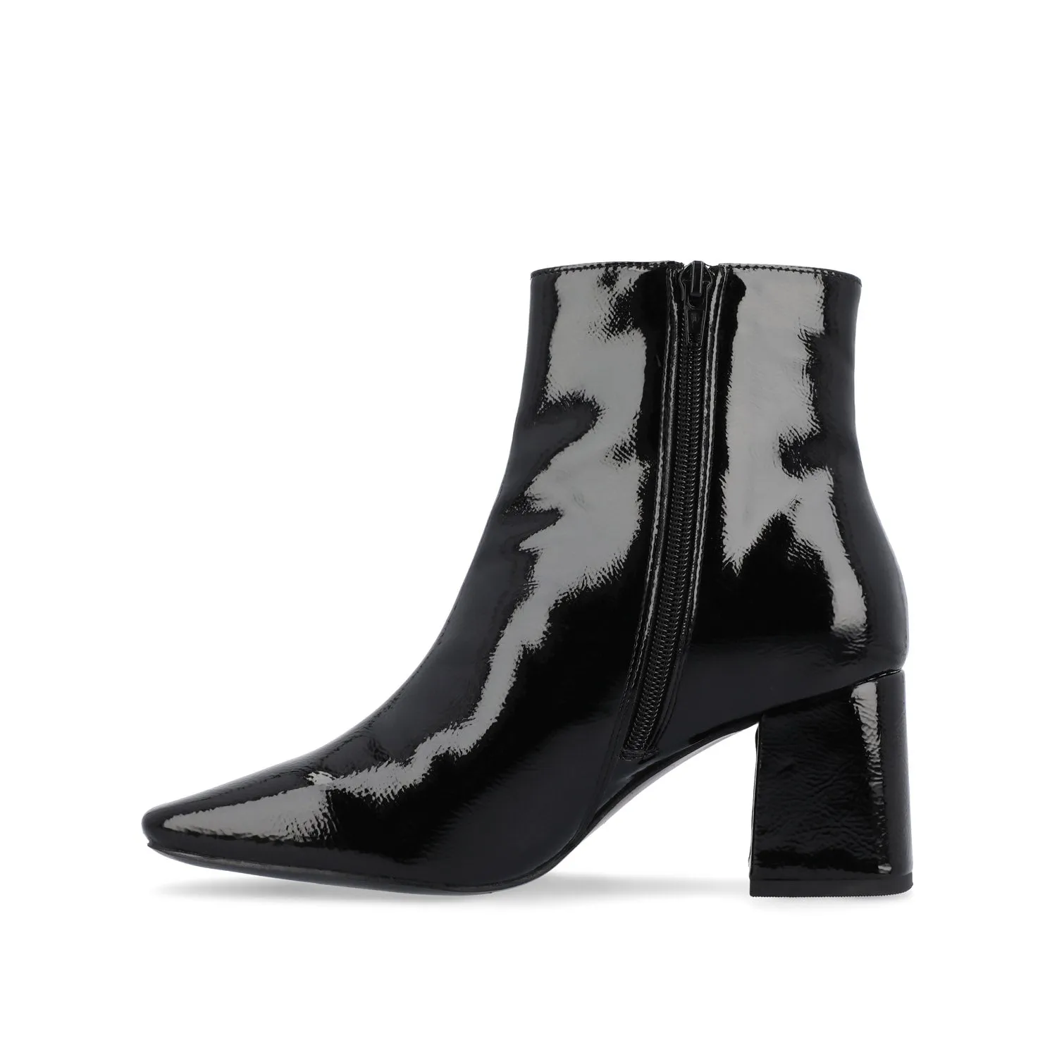 HAYLINN SQUARE TOE BOOTIES IN PATENT cabin cozy