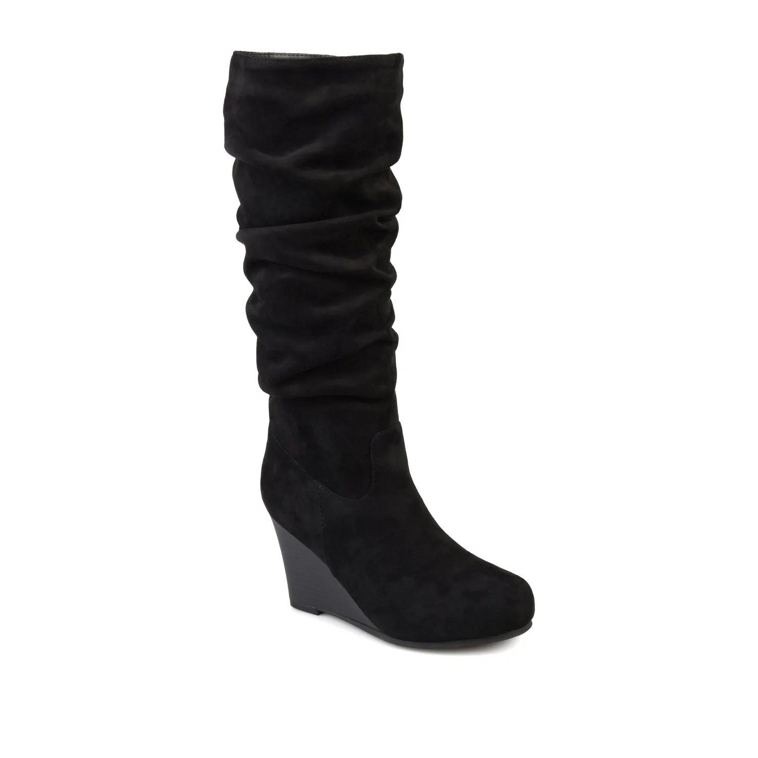 HAZE KNEE HIGH BOOTS IN FAUX SUEDE shine finish