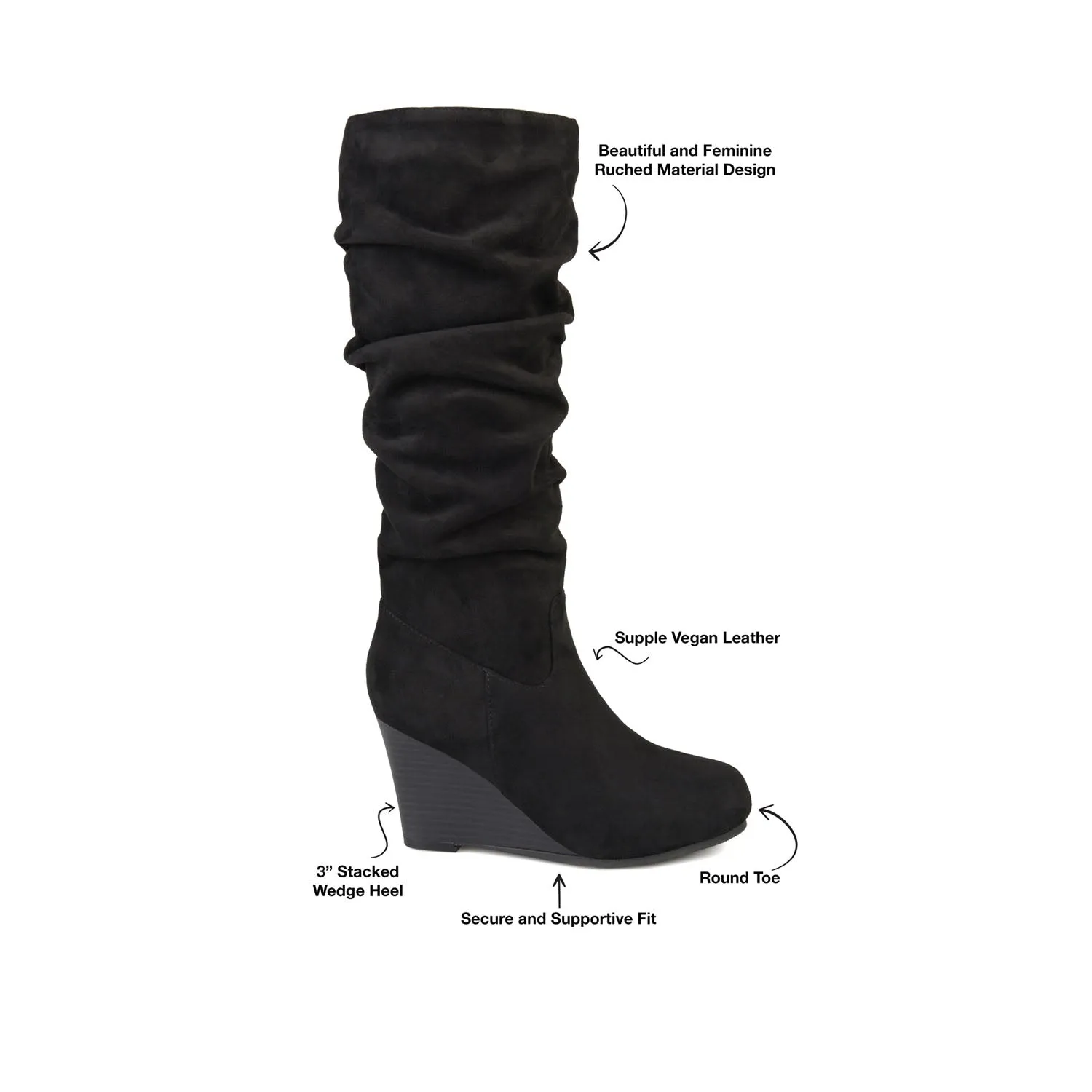 HAZE KNEE HIGH BOOTS IN FAUX SUEDE shine finish
