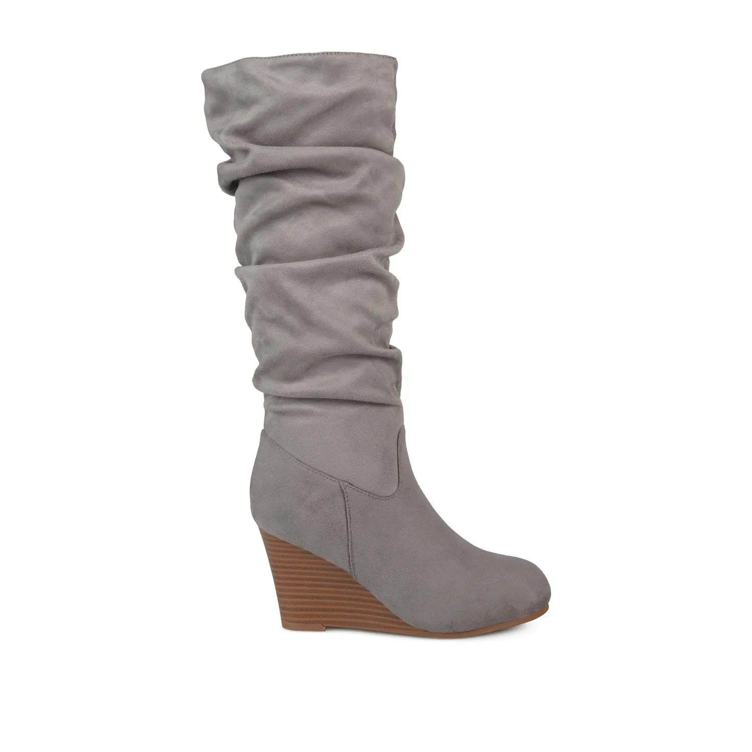 HAZE KNEE HIGH BOOTS IN FAUX SUEDE shine finish