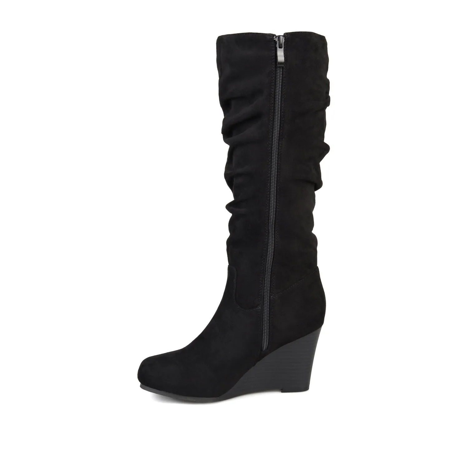 HAZE KNEE HIGH BOOTS IN FAUX SUEDE shine finish