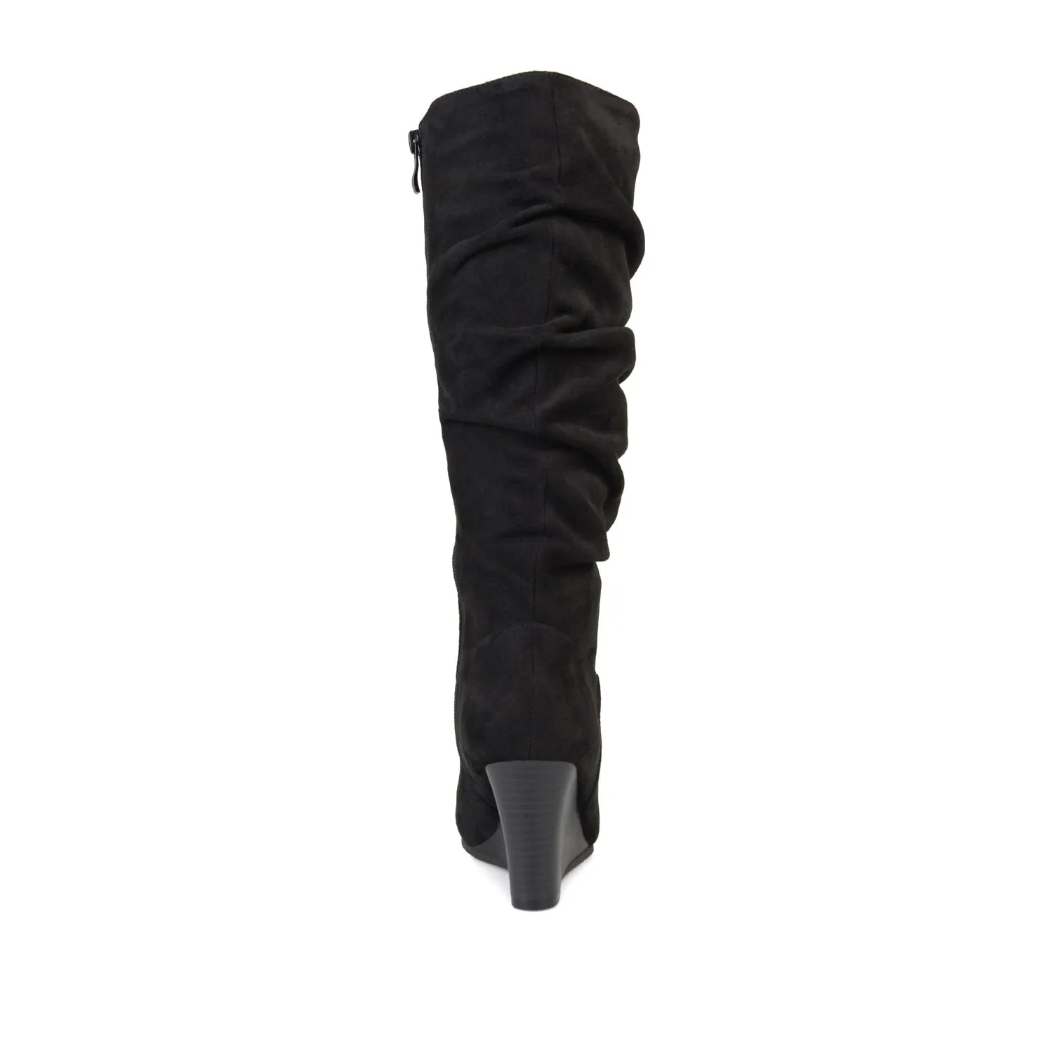 HAZE KNEE HIGH BOOTS IN FAUX SUEDE shine finish