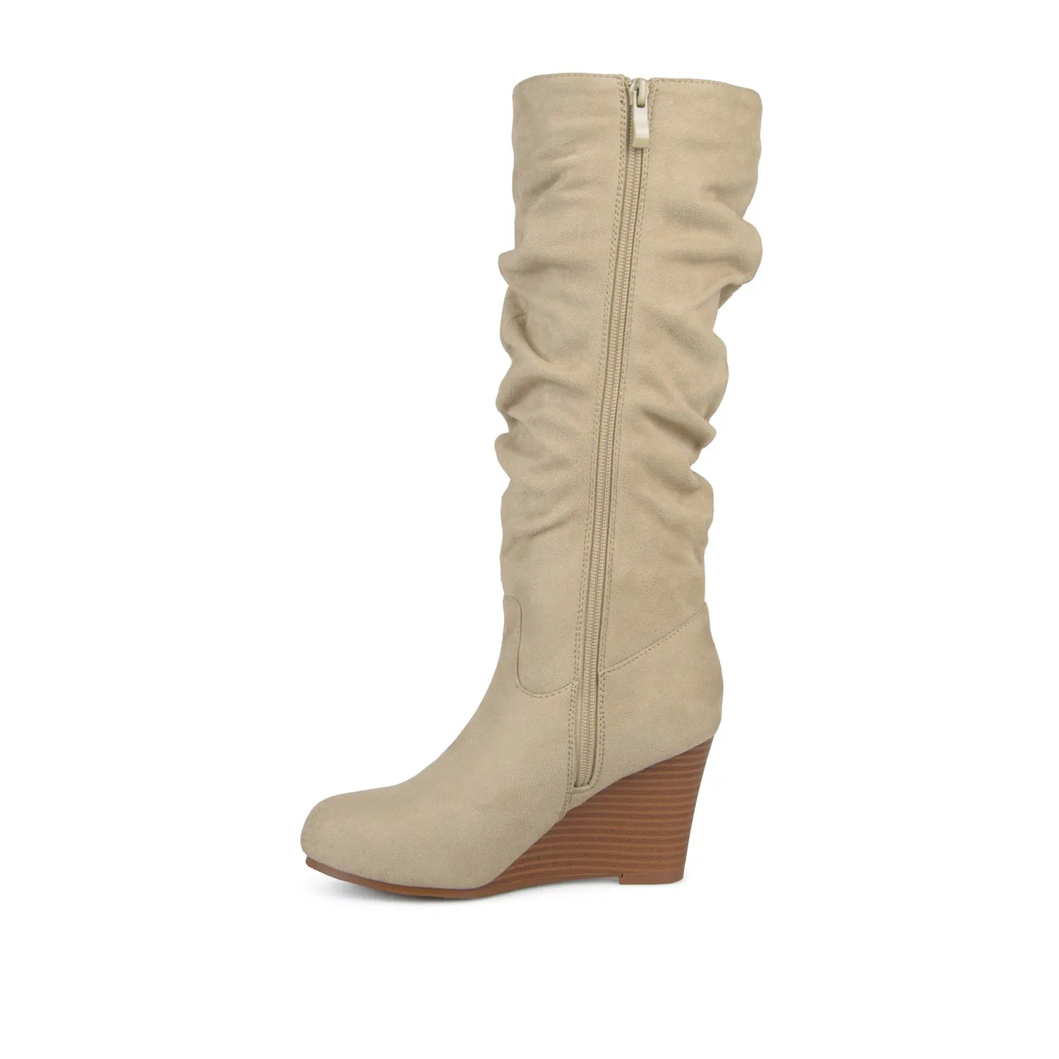 HAZE KNEE HIGH BOOTS IN FAUX SUEDE shine finish