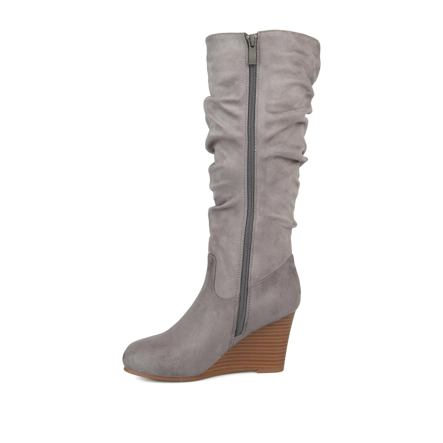 HAZE KNEE HIGH BOOTS IN FAUX SUEDE shine finish