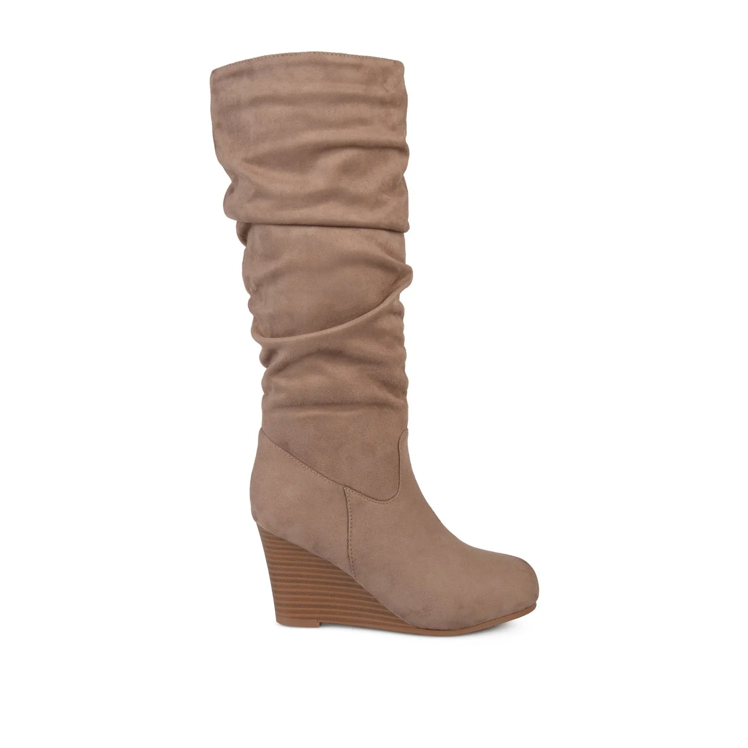 HAZE KNEE HIGH BOOTS IN FAUX SUEDE shine finish