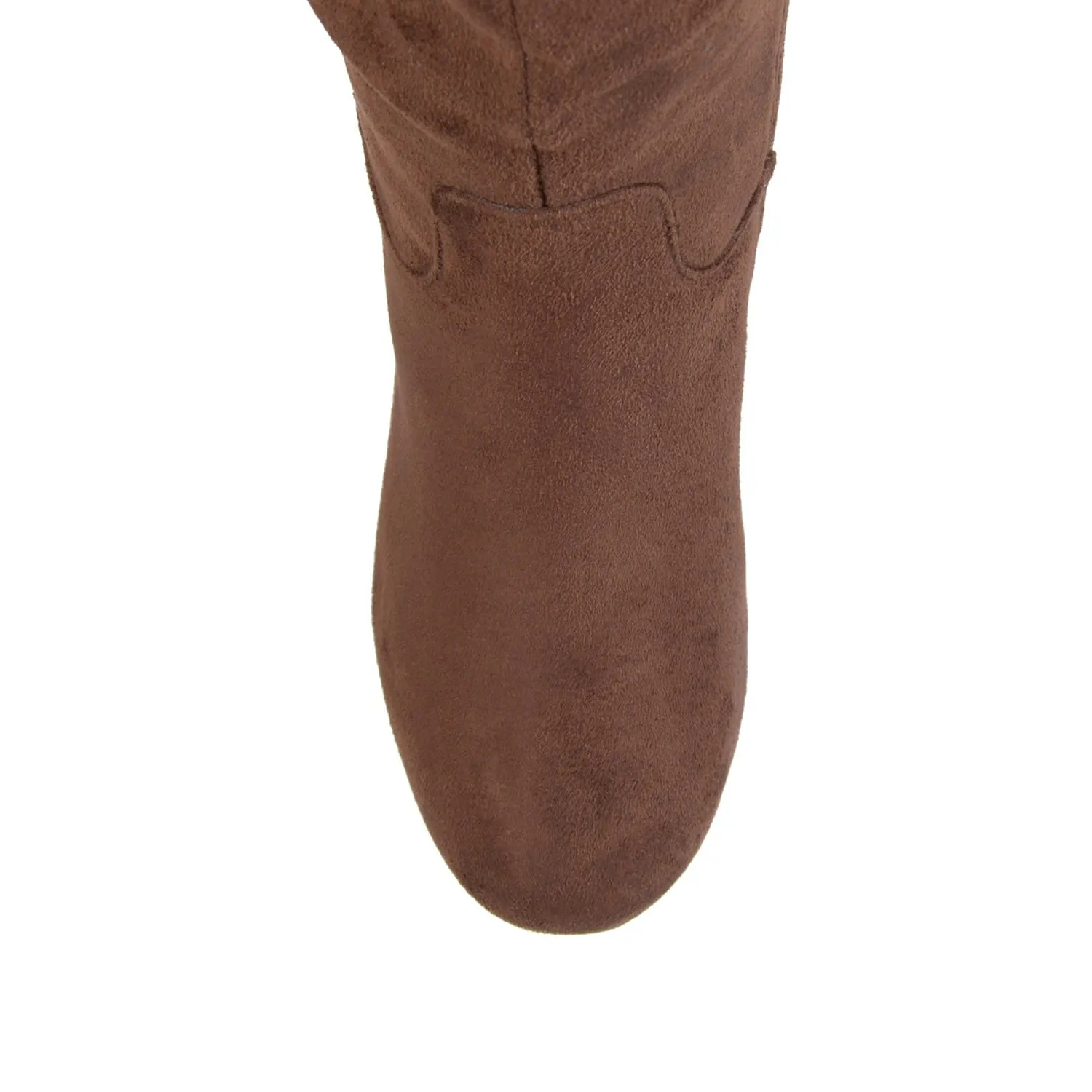 HAZE KNEE HIGH BOOTS IN FAUX SUEDE shine finish