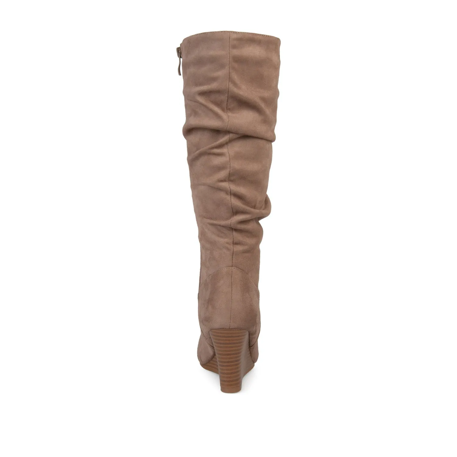 HAZE KNEE HIGH BOOTS IN FAUX SUEDE shine finish