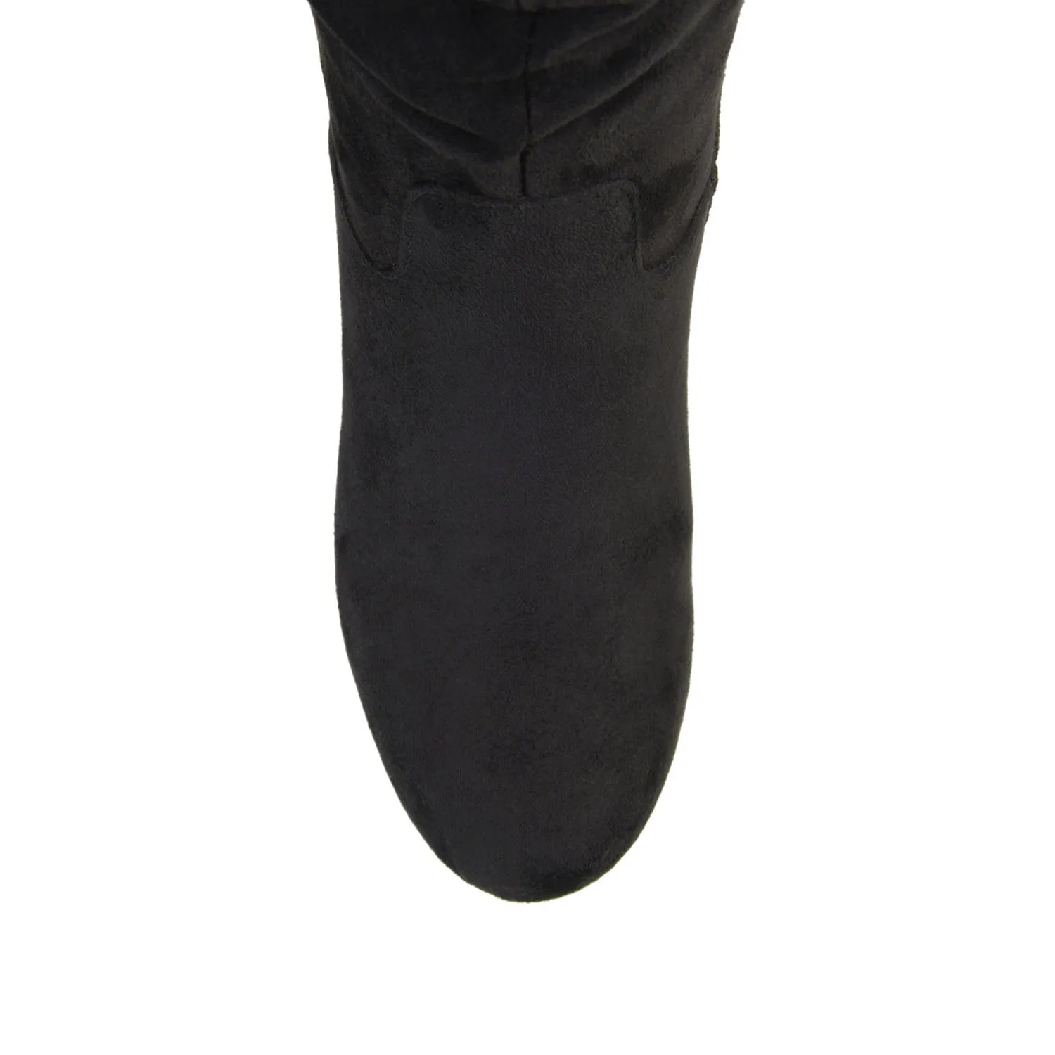 HAZE KNEE HIGH BOOTS IN FAUX SUEDE shine finish