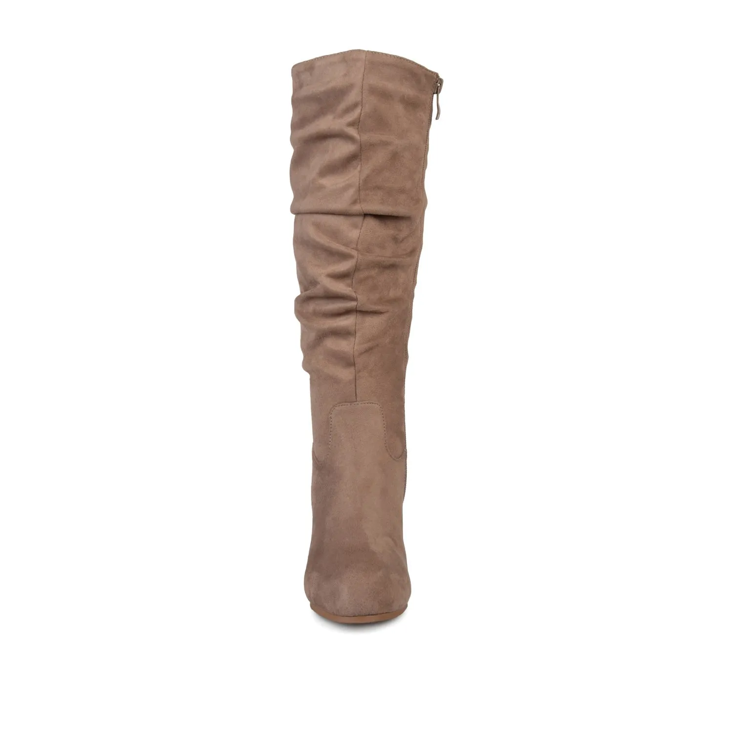 HAZE KNEE HIGH BOOTS IN FAUX SUEDE shine finish