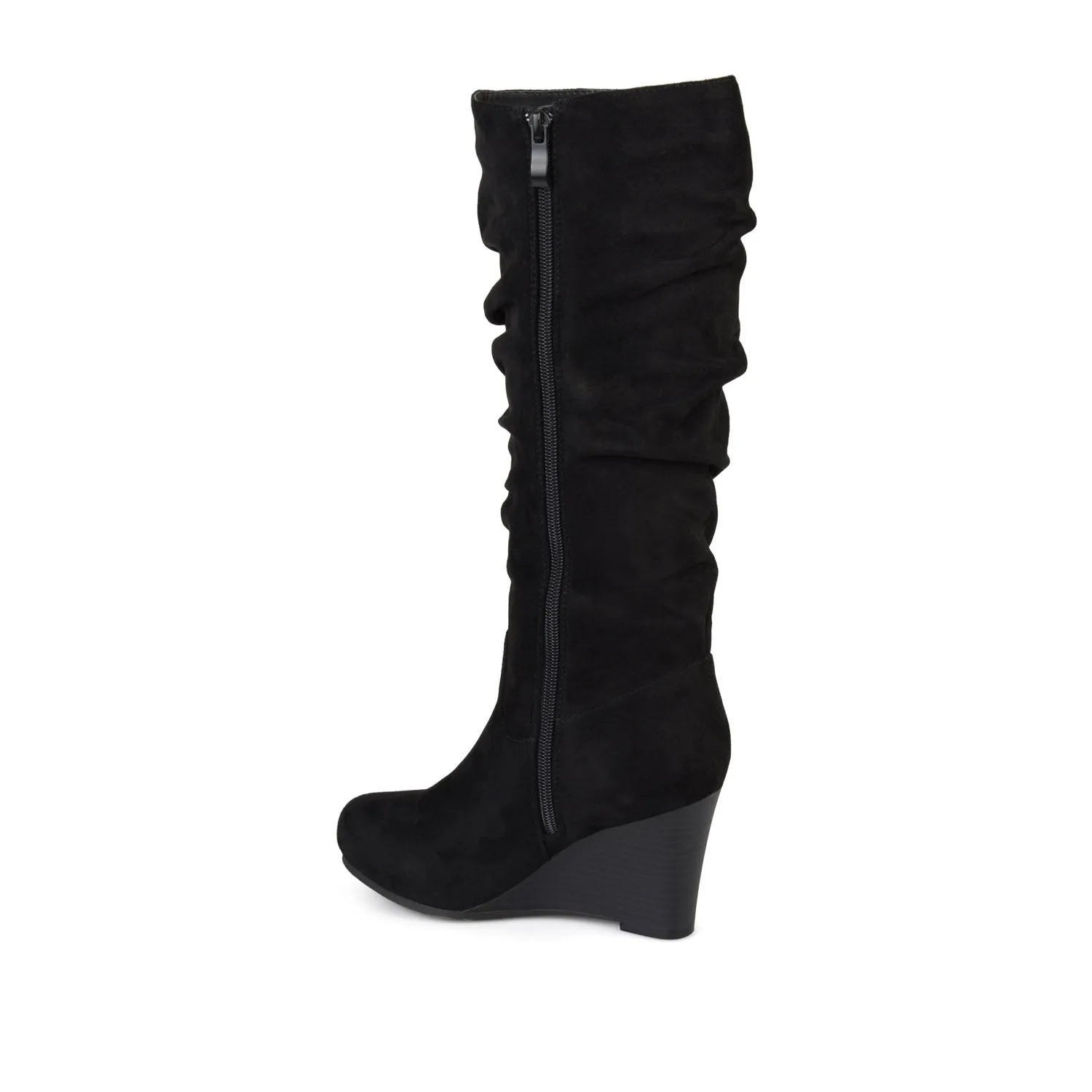 HAZE KNEE HIGH BOOTS IN FAUX SUEDE shine finish