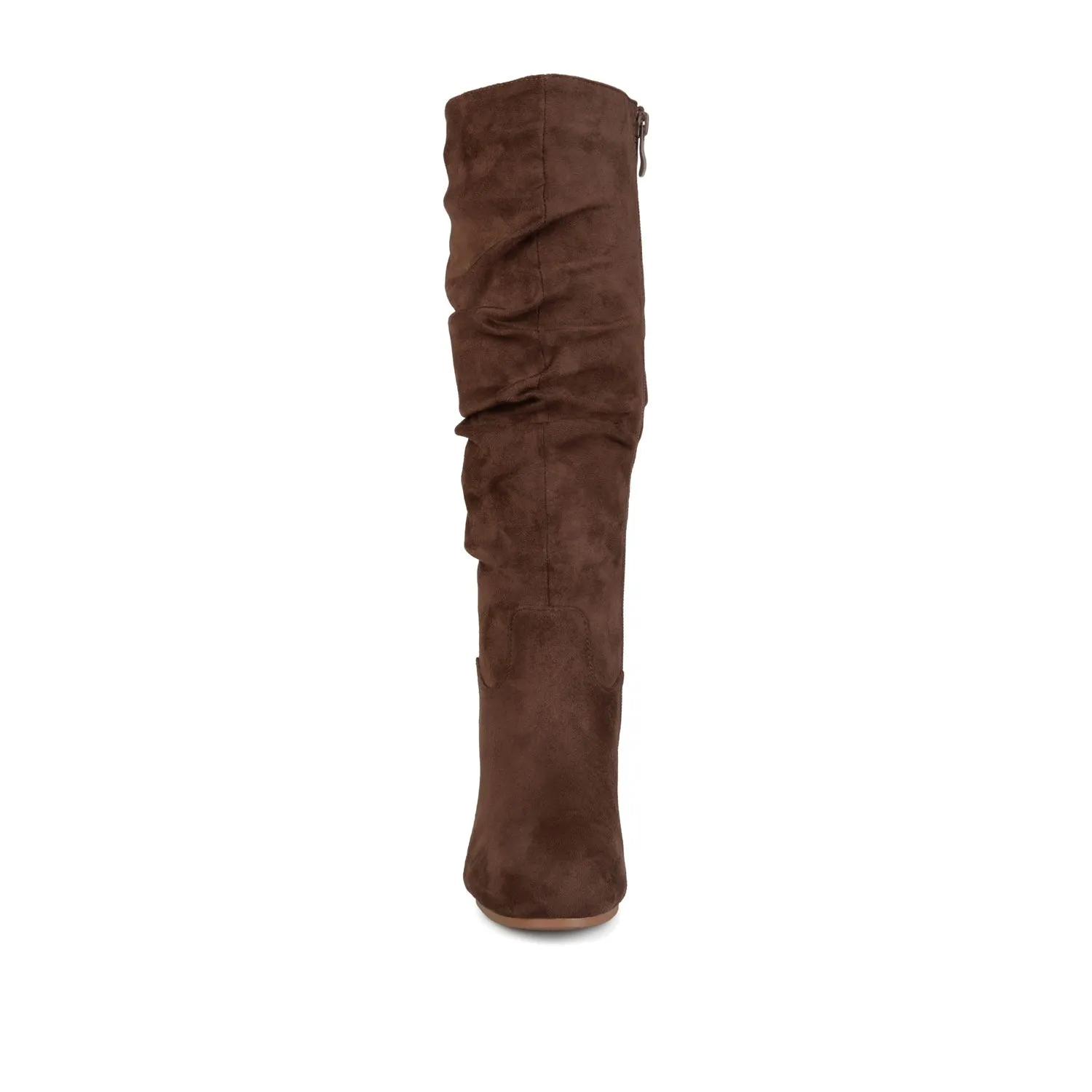 HAZE KNEE HIGH BOOTS IN FAUX SUEDE shine finish