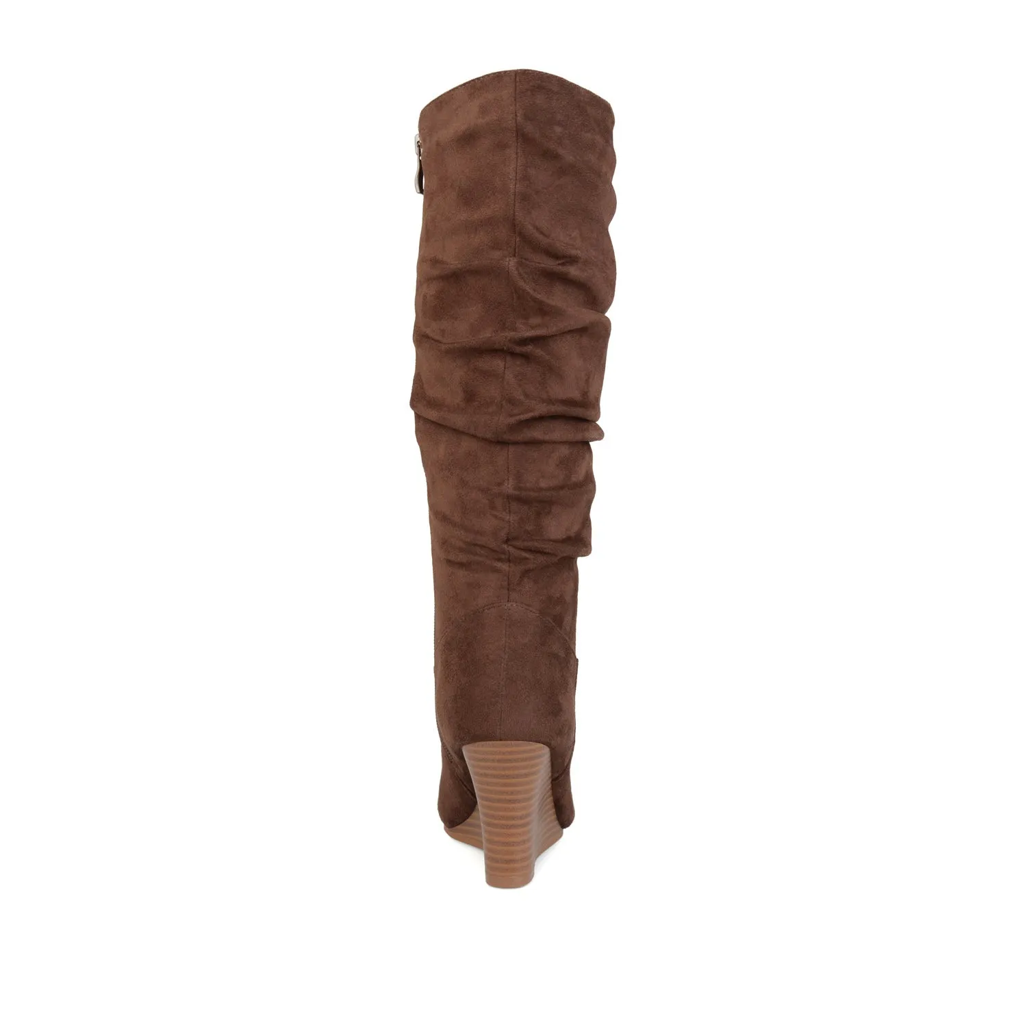 HAZE KNEE HIGH BOOTS IN FAUX SUEDE shine finish