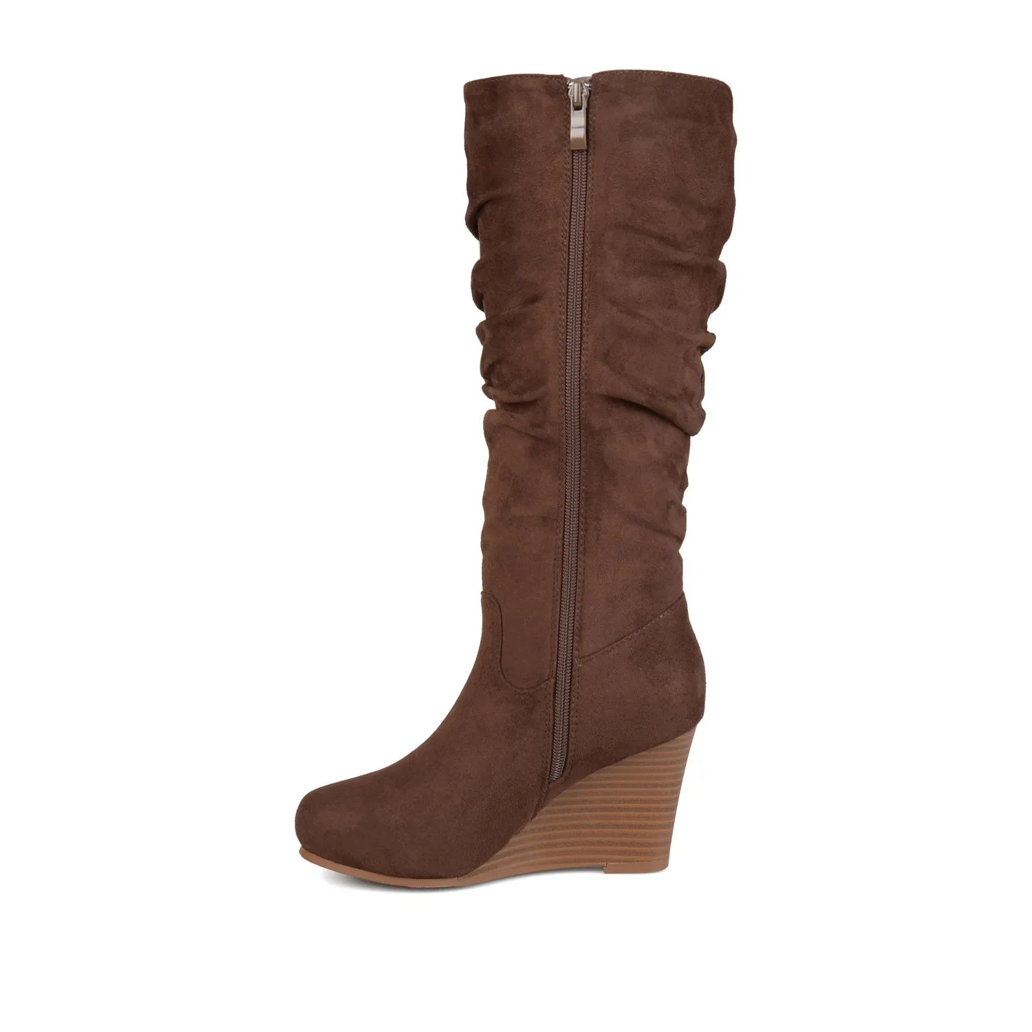 HAZE KNEE HIGH BOOTS IN FAUX SUEDE shine finish