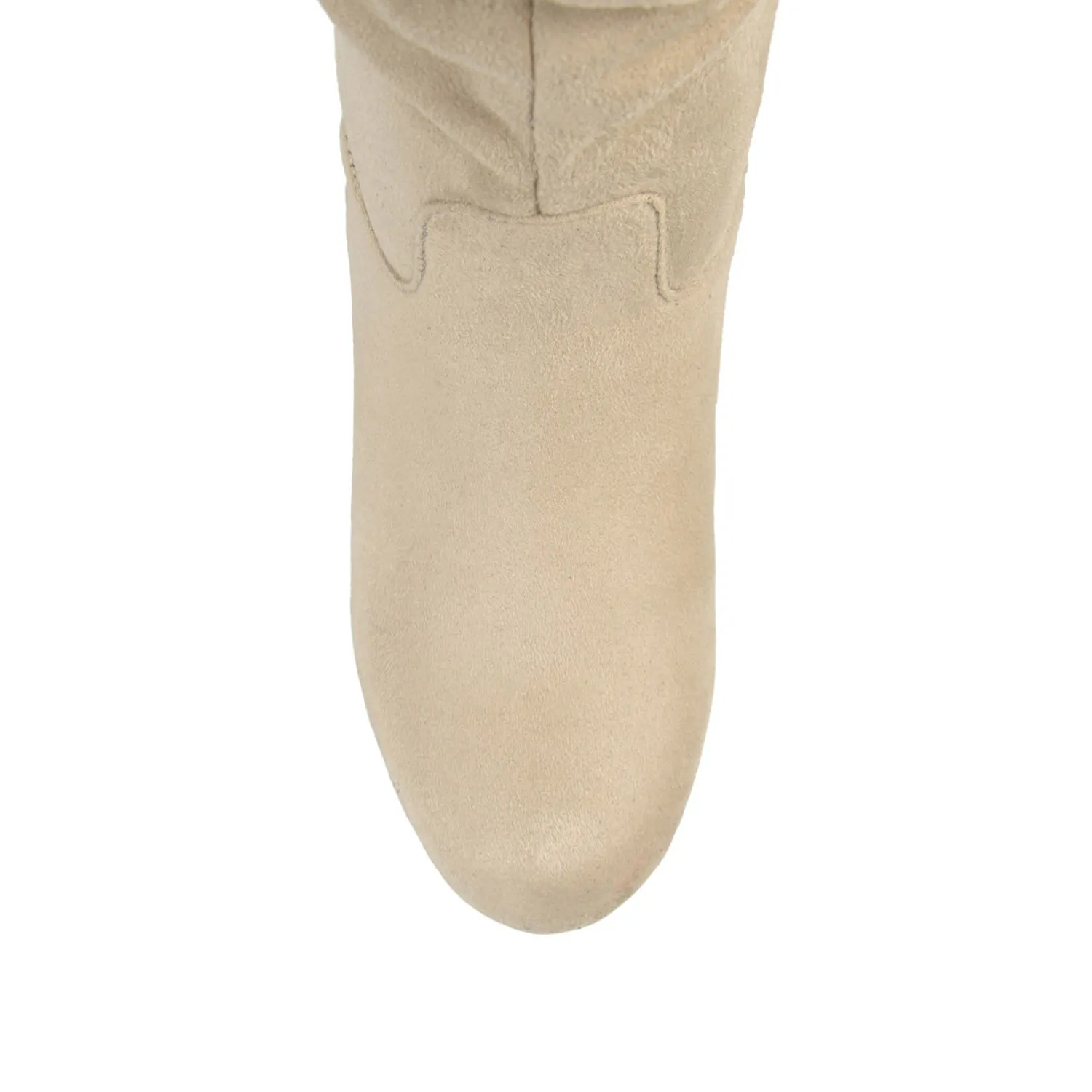 HAZE KNEE HIGH BOOTS IN FAUX SUEDE shine finish