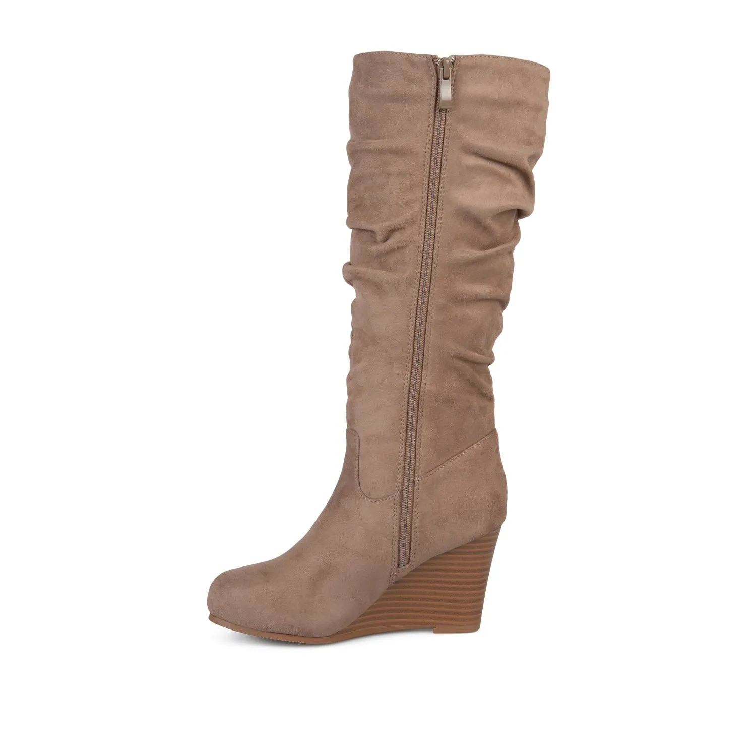 HAZE KNEE HIGH BOOTS IN FAUX SUEDE shine finish
