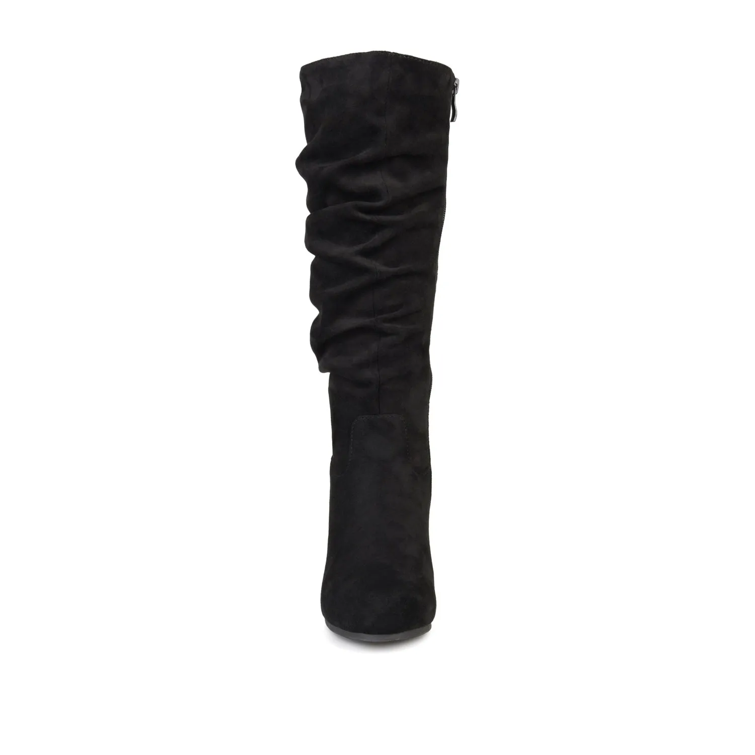 HAZE KNEE HIGH BOOTS IN FAUX SUEDE shine finish