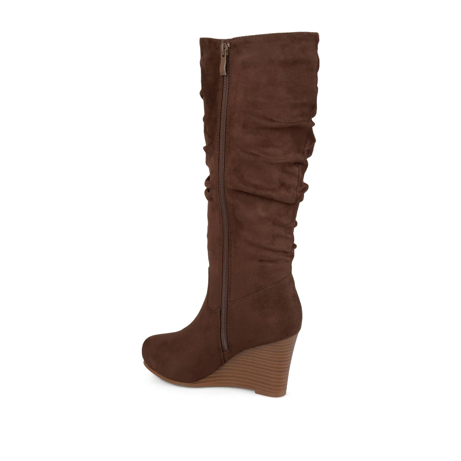 HAZE KNEE HIGH BOOTS IN FAUX SUEDE shine finish