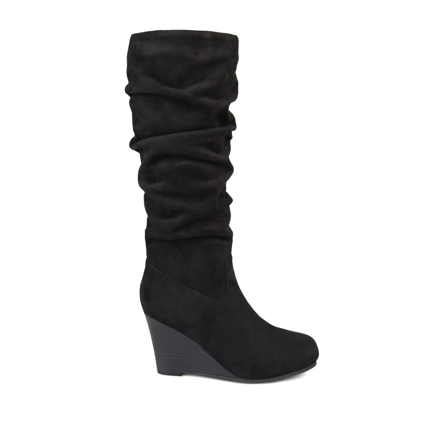 HAZE KNEE HIGH BOOTS IN FAUX SUEDE shine finish