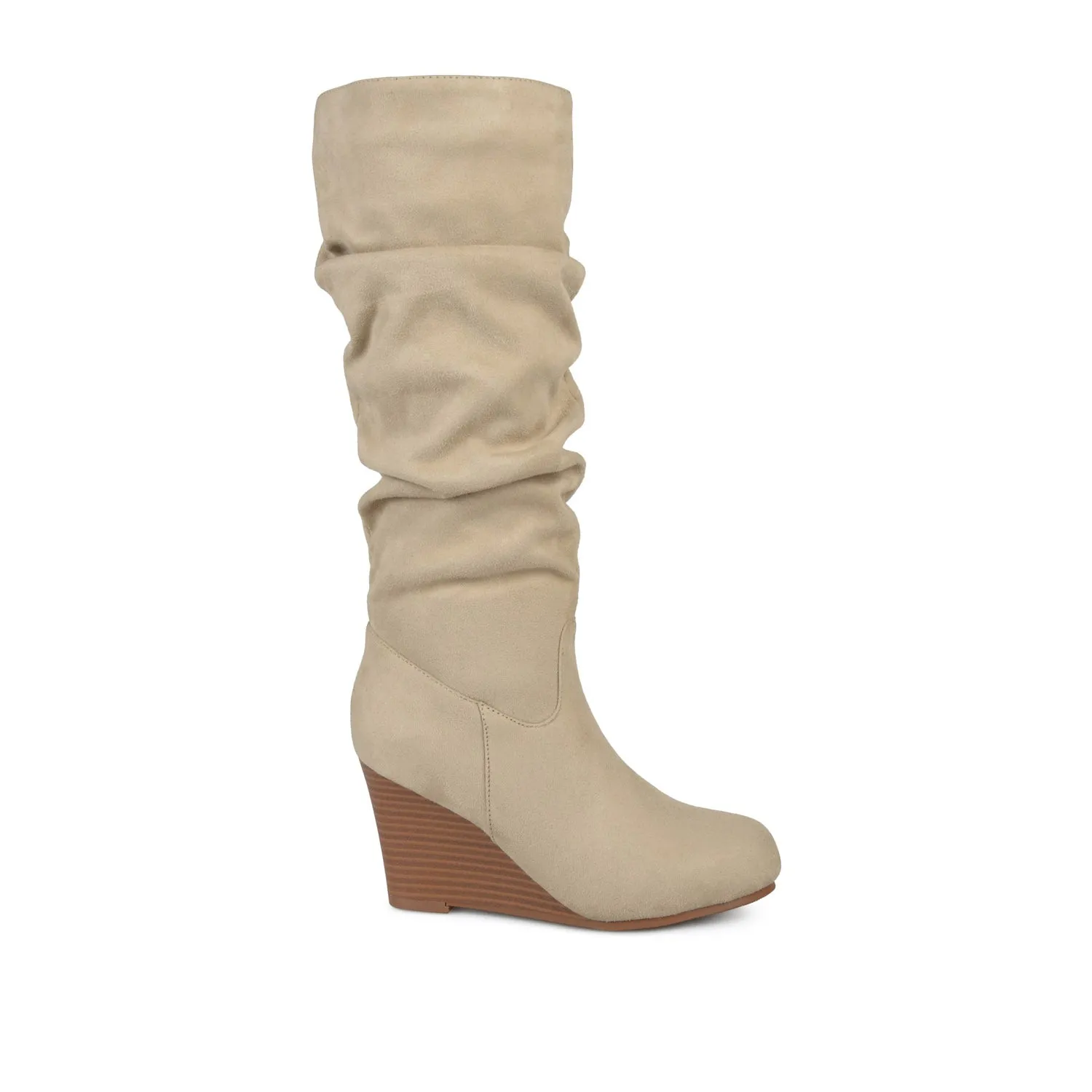 HAZE KNEE HIGH BOOTS IN FAUX SUEDE shine finish