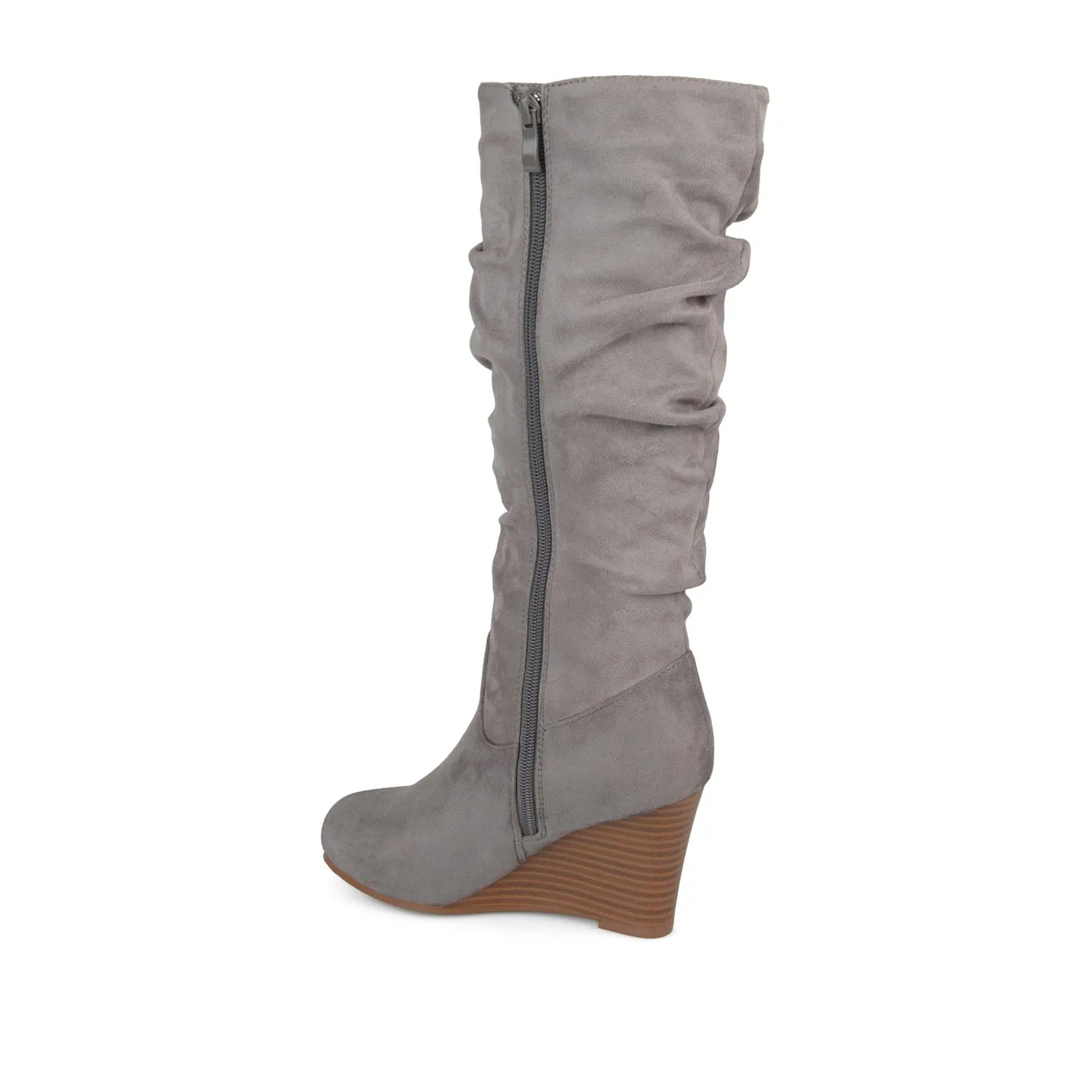 HAZE KNEE HIGH BOOTS IN FAUX SUEDE shine finish
